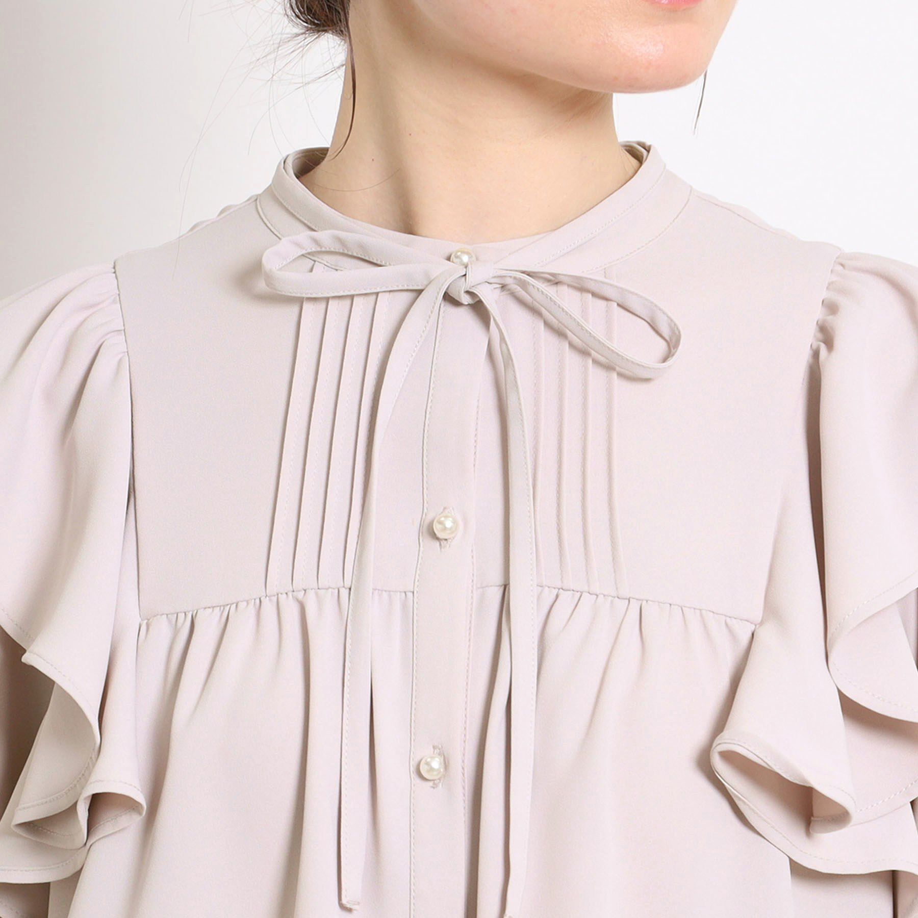 Couture broach「【洗える・リボン取り外し可】フリルジョーゼットブラウス」|シャツ・ブラウス|