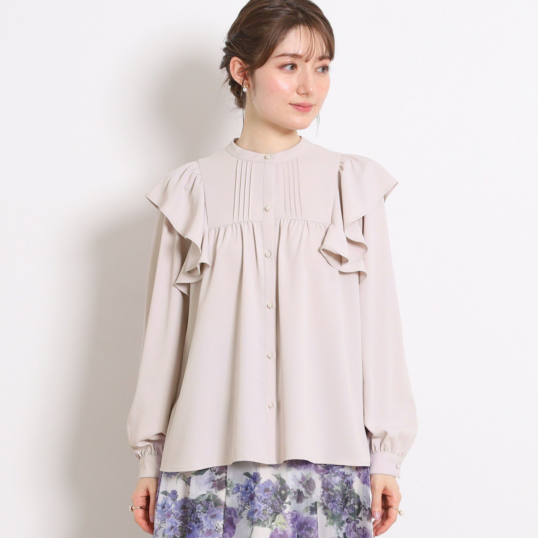 Couture broach「【洗える・リボン取り外し可】フリルジョーゼットブラウス」|シャツ・ブラウス|