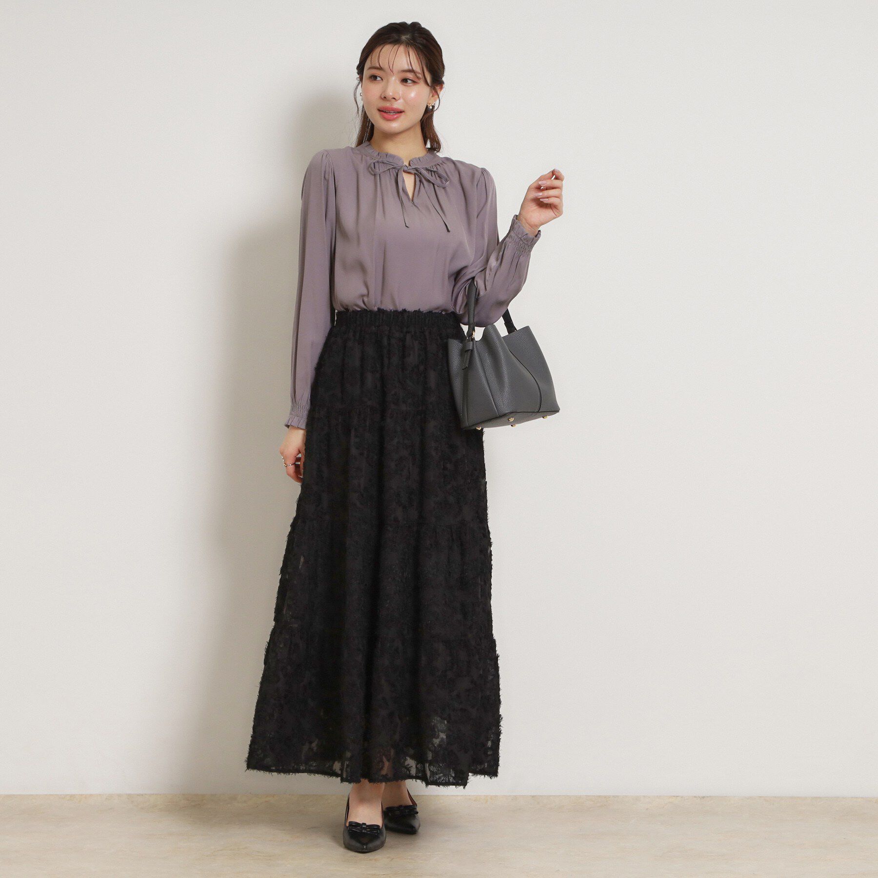 Couture broach「ティアードフラワーモチーフロングスカート」|スカート|