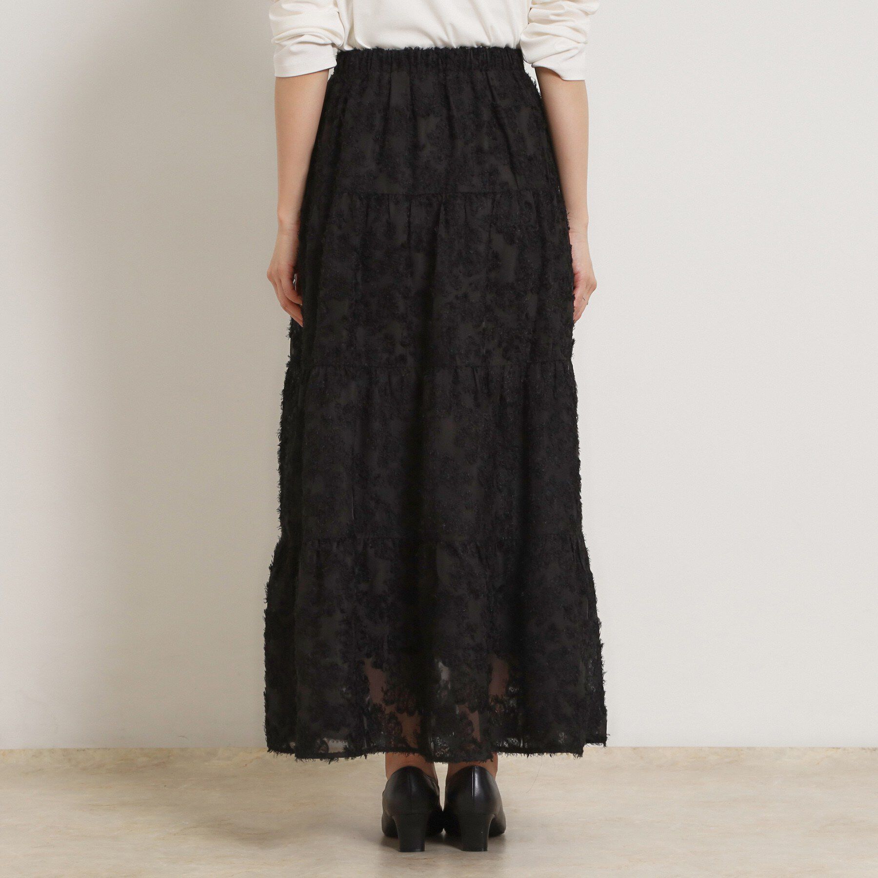 Couture broach「ティアードフラワーモチーフロングスカート」|スカート|