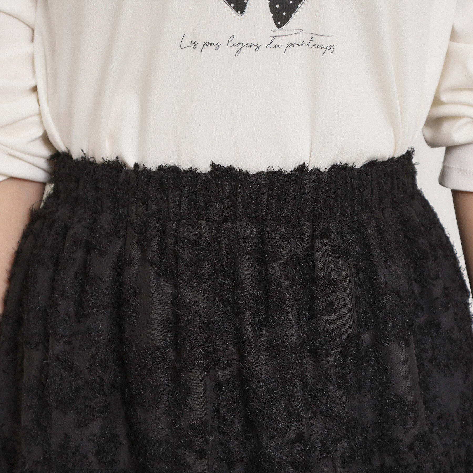 Couture broach「ティアードフラワーモチーフロングスカート」|スカート|