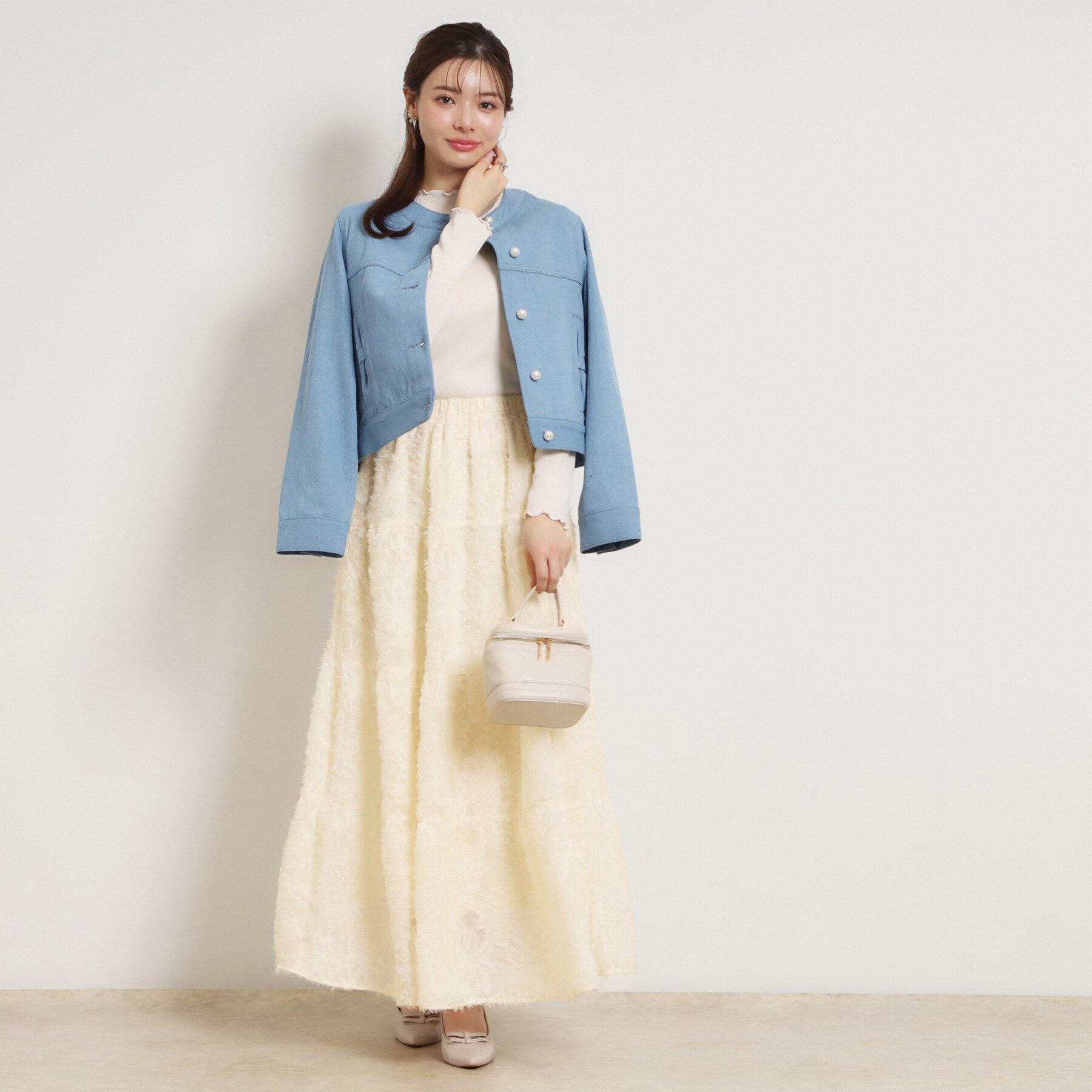 Couture broach「ティアードフラワーモチーフロングスカート」|スカート|