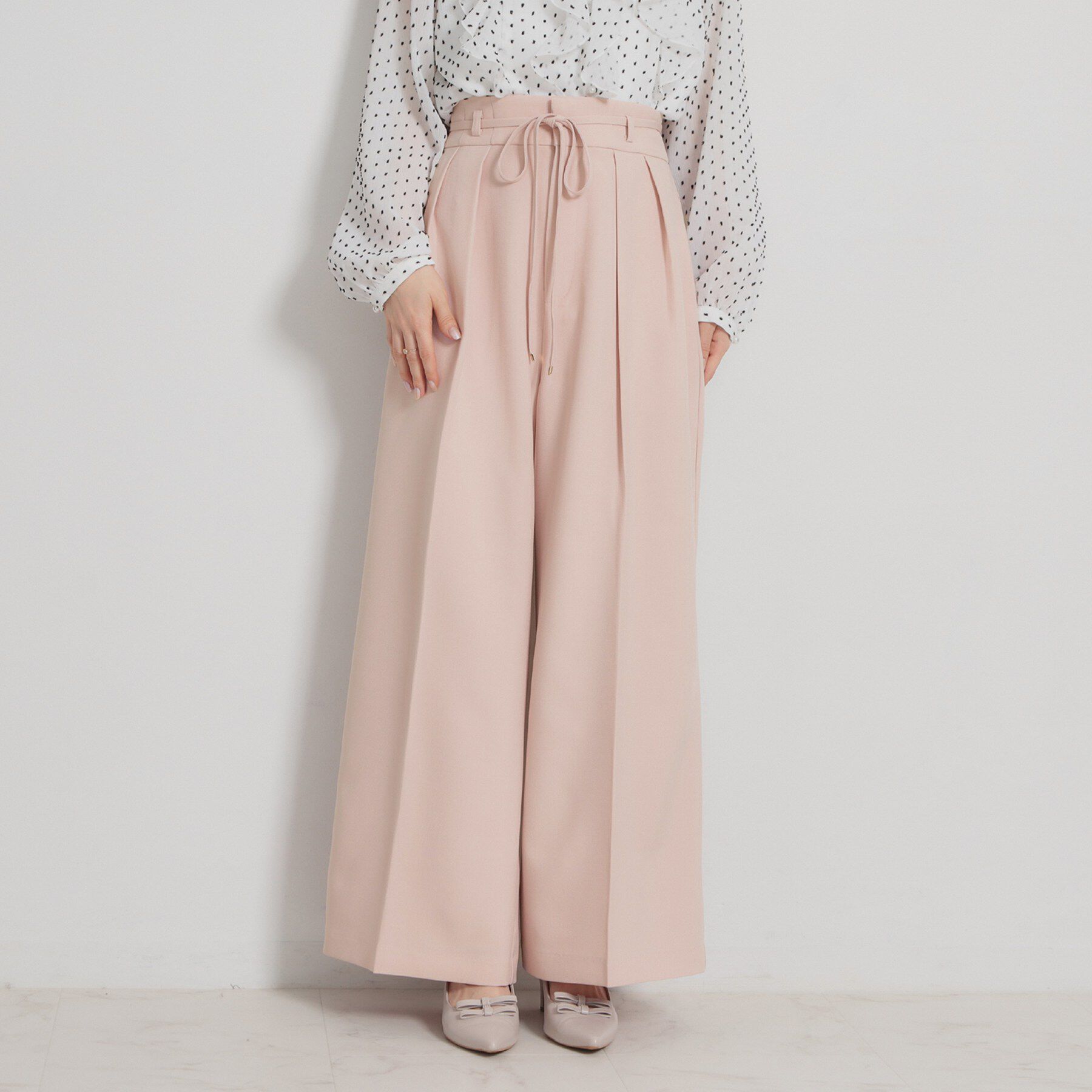 Couture broach「細リボンデザインタックワイドパンツ」|その他|