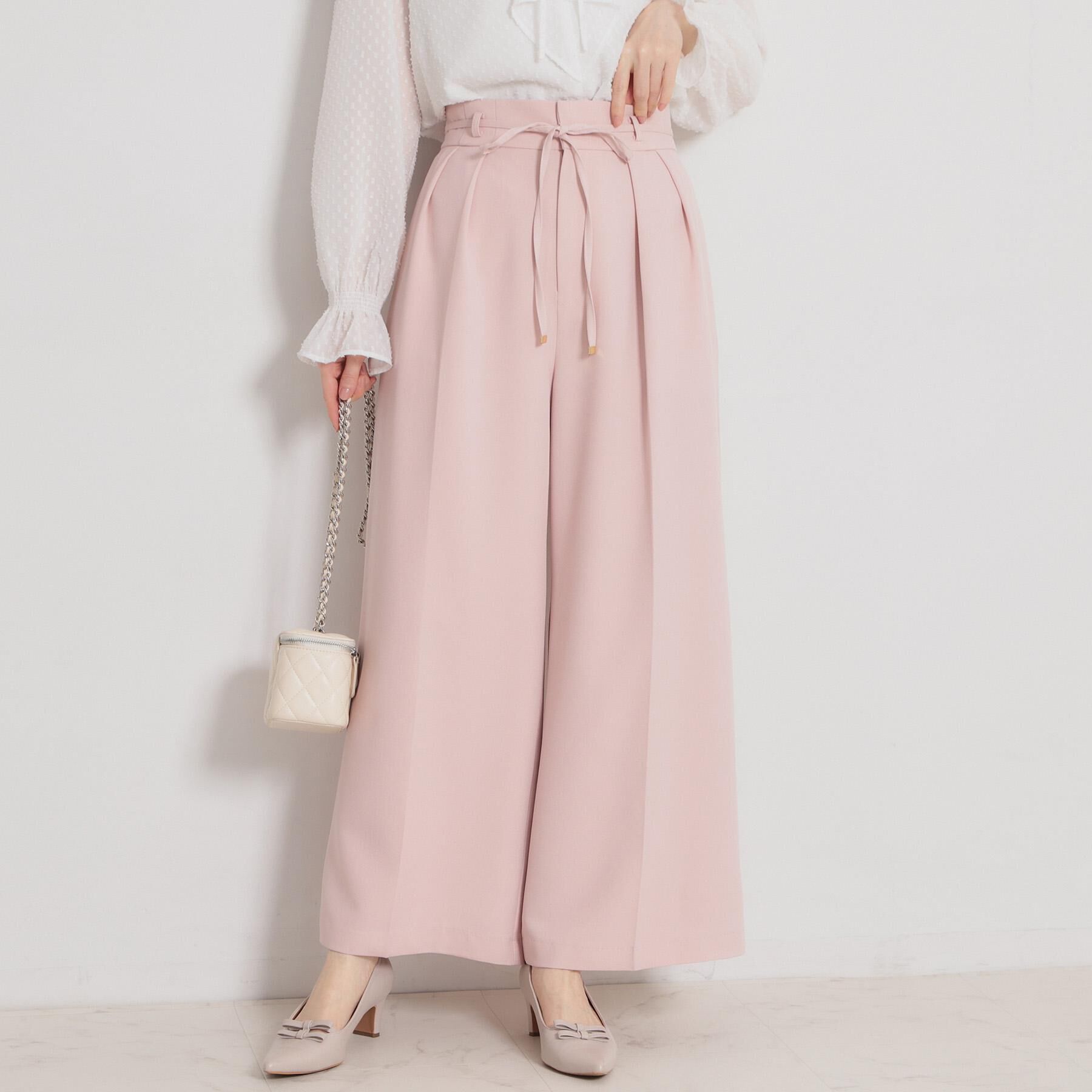 Couture broach「細リボンデザインタックワイドパンツ」|その他|