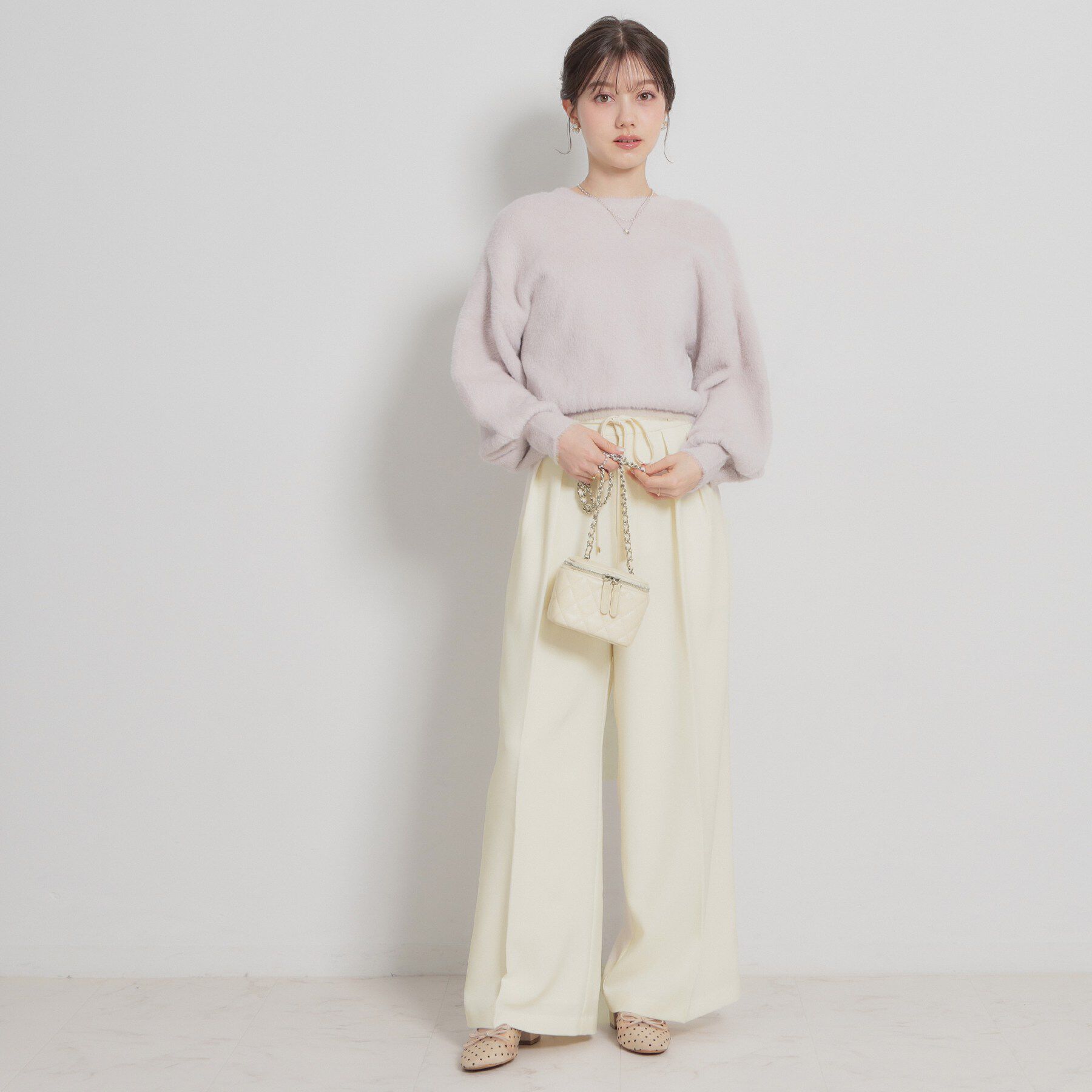 Couture broach「細リボンデザインタックワイドパンツ」|その他|