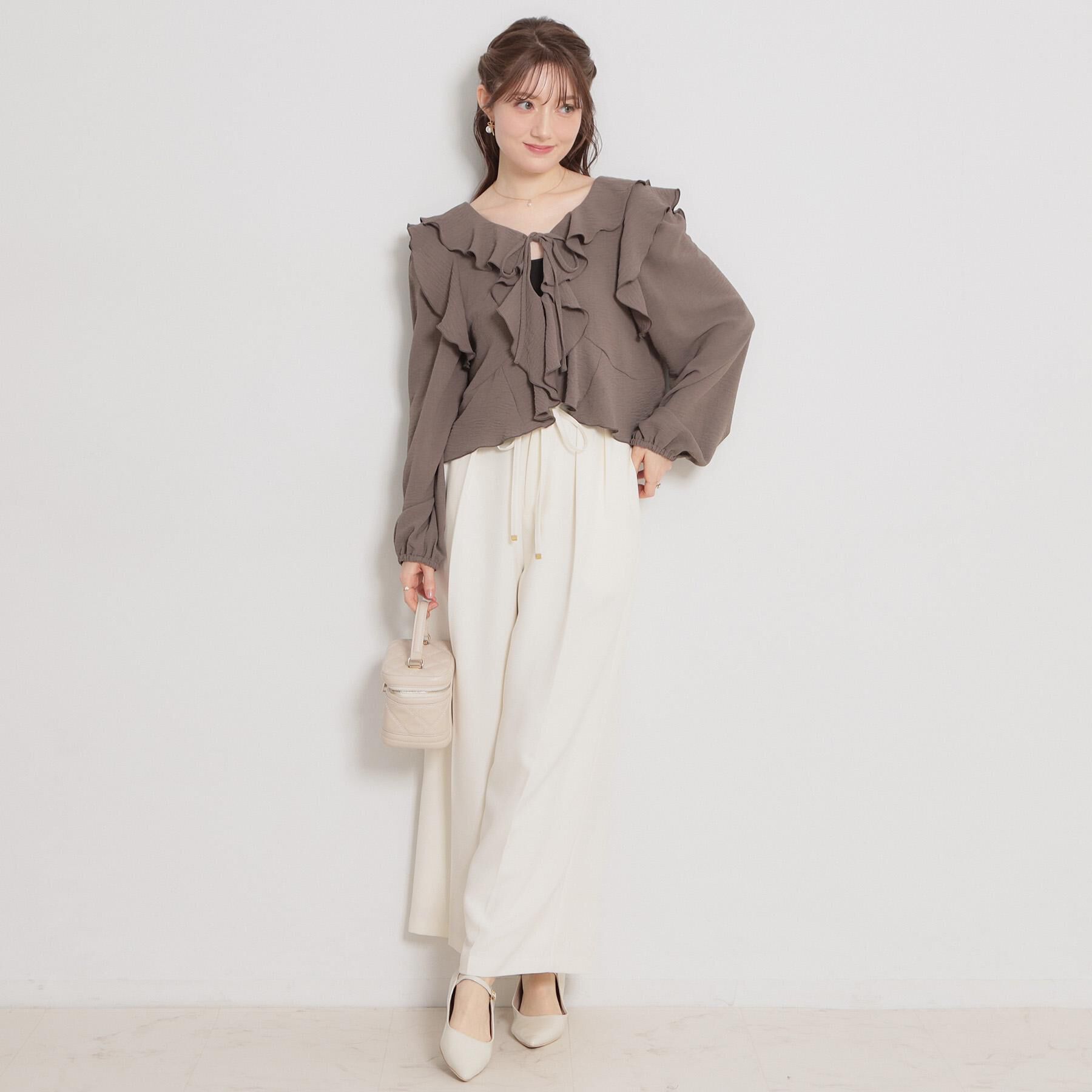 Couture broach「細リボンデザインタックワイドパンツ」|その他|