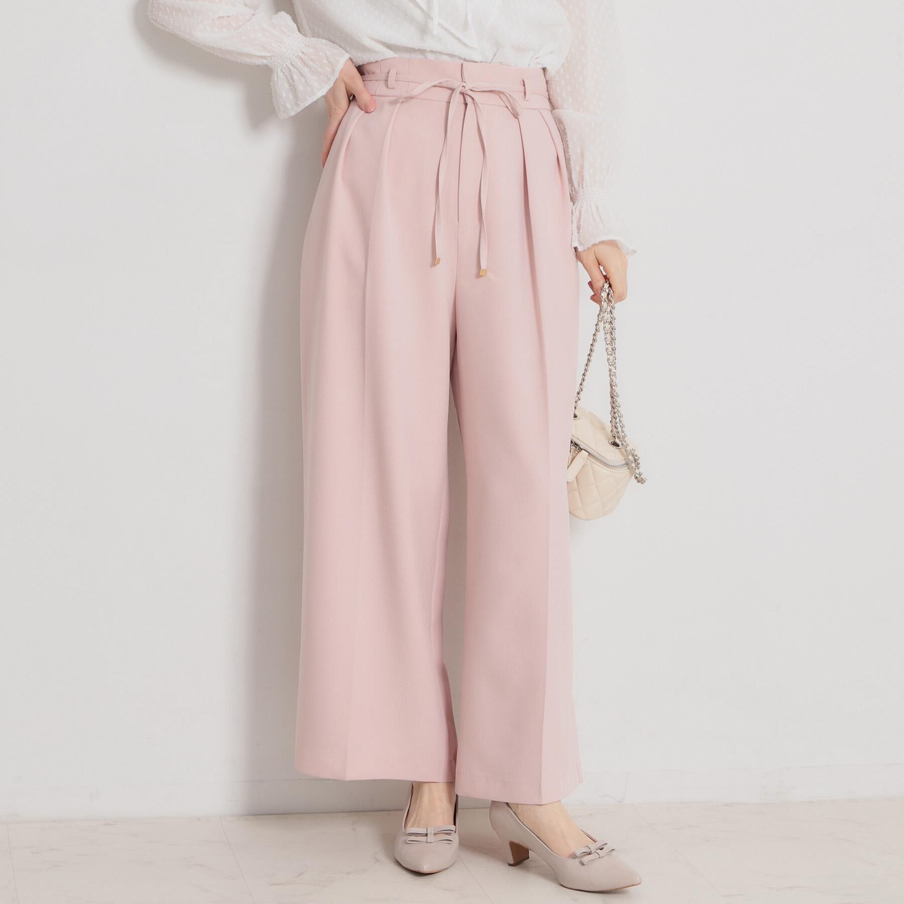Couture broach「細リボンデザインタックワイドパンツ」|その他|ライトピンク(070