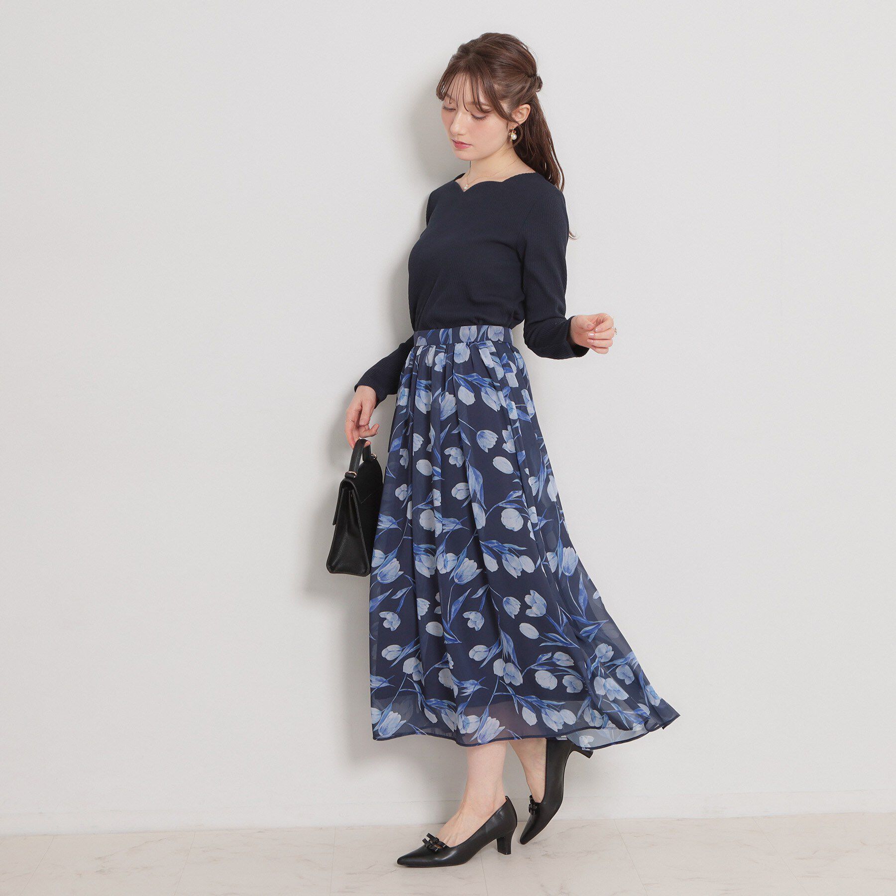 Couture broach「【洗える】チューリップ柄スカート」|スカート|