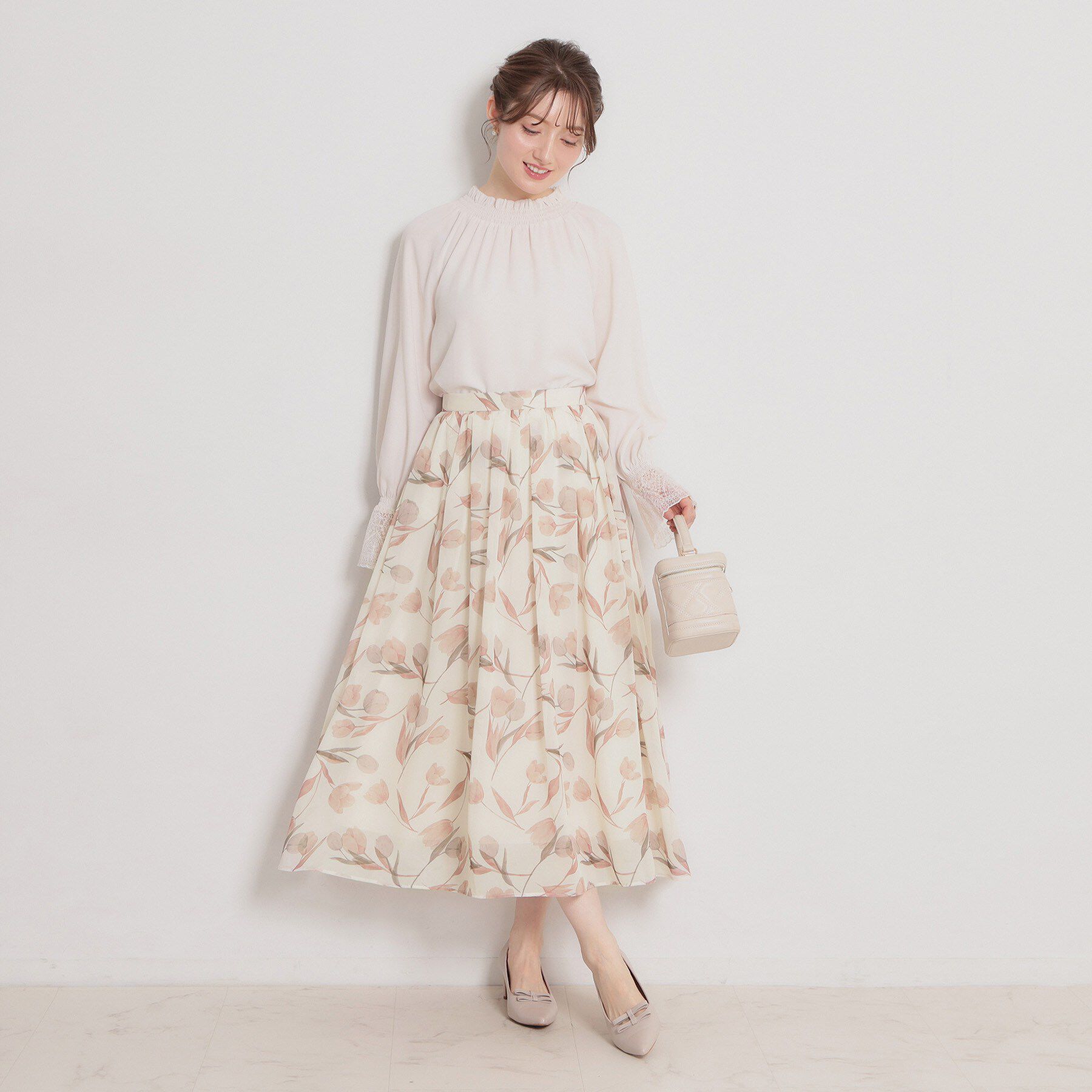 Couture broach「【洗える】チューリップ柄スカート」|スカート|