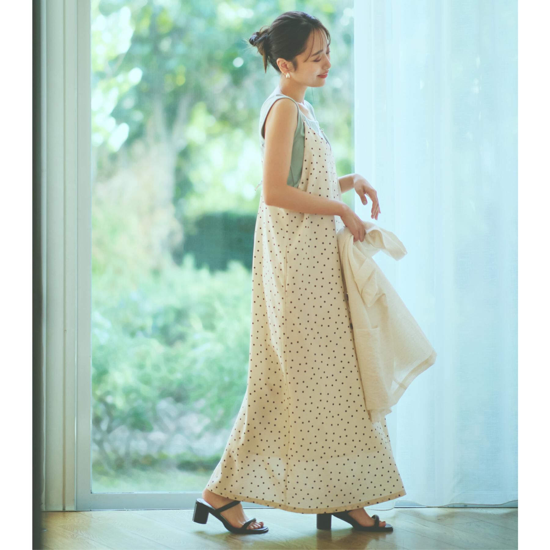 THE SHOP TK「ドット柄キャミワンピース/洗える」|ワンピース|