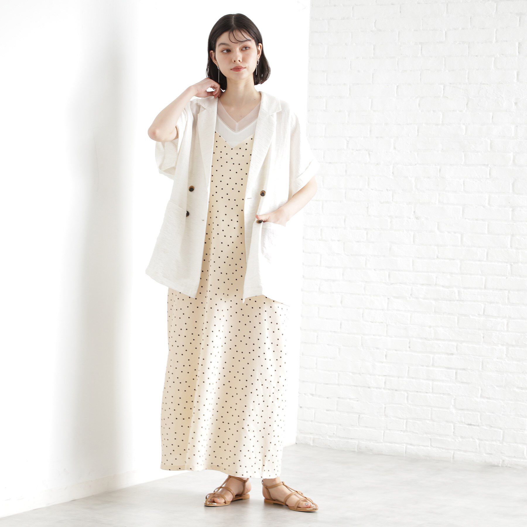 THE SHOP TK「ドット柄キャミワンピース/洗える」|ワンピース|