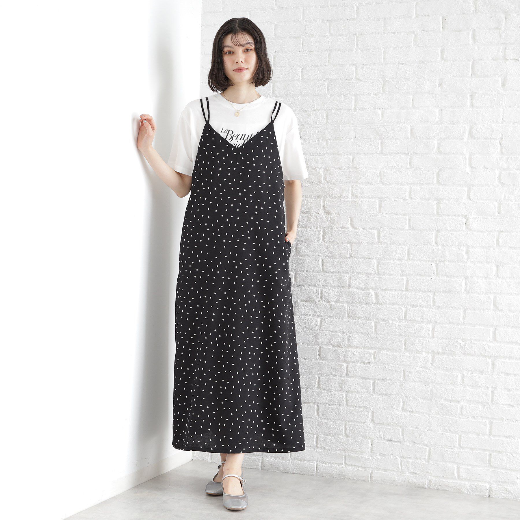 THE SHOP TK「ドット柄キャミワンピース/洗える」|ワンピース|