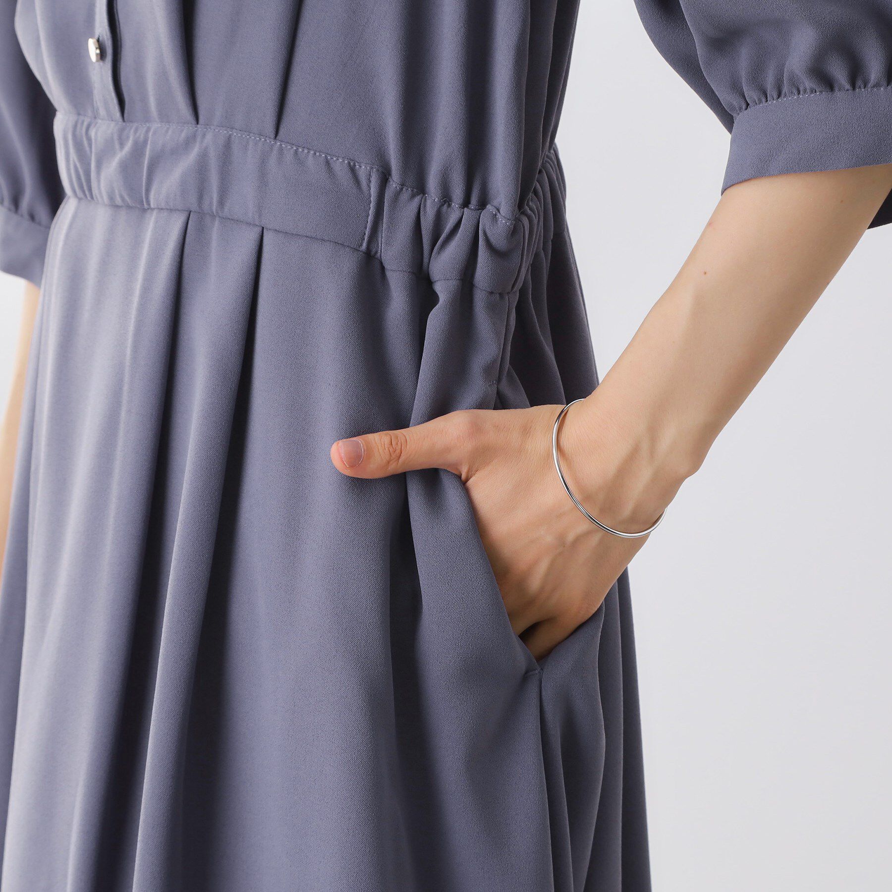 THE SHOP TK「5分袖シャツワンピース【防シワ/吸水速乾/UVケア/洗濯機OK】」|ワンピース|