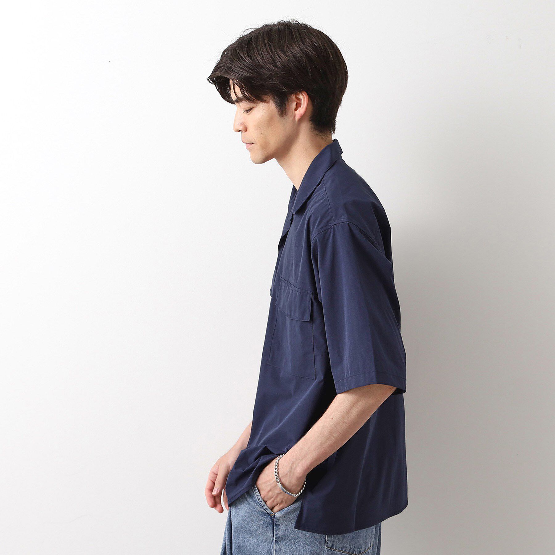 THE SHOP TK「CAVEダブルフラップ半袖シャツ【吸水速乾／ストレッチ／洗濯機OK】」|シャツ・ブラウス|