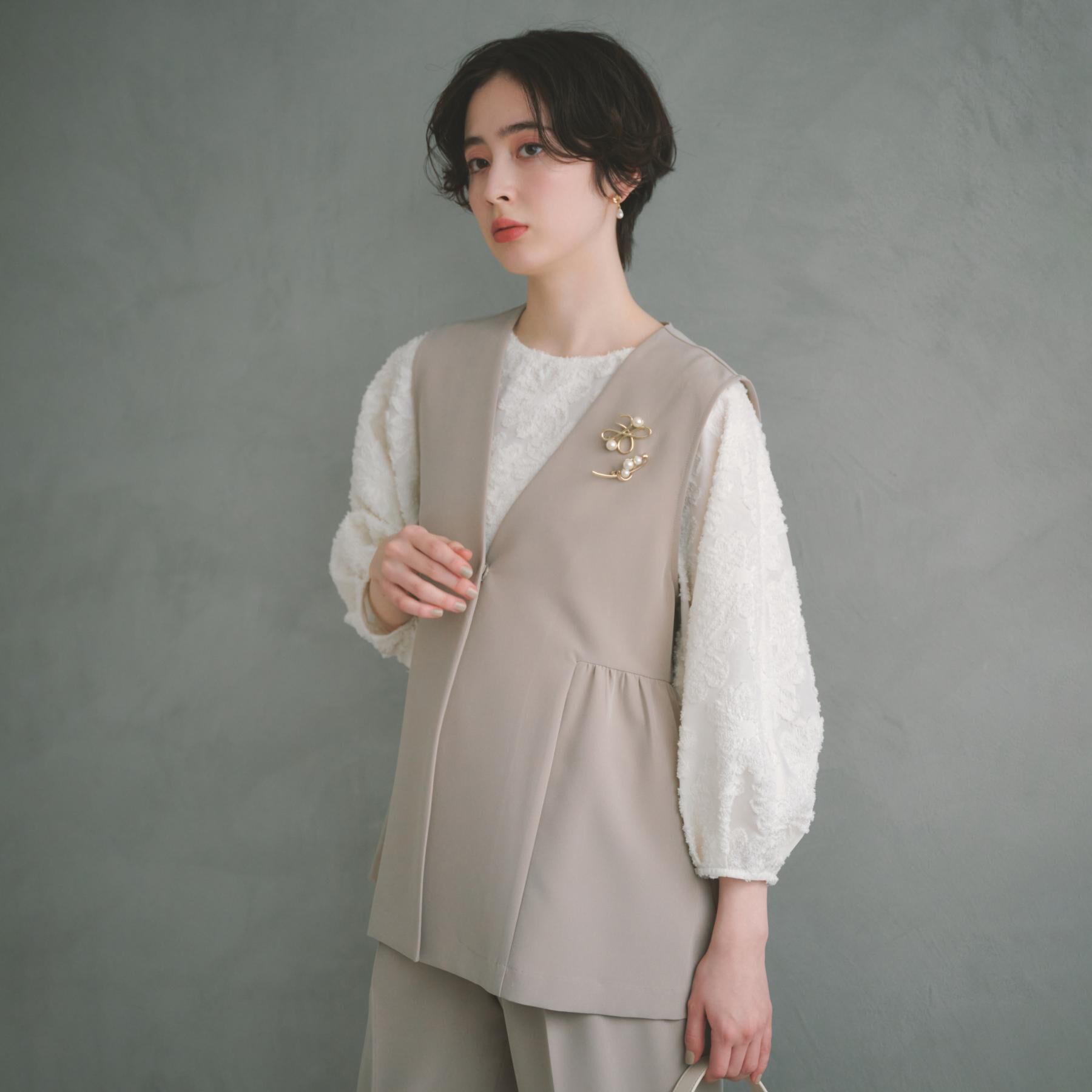 THE SHOP TK「【通勤・セレモニー】ダブルクロス ペプラムジレ/セットアップ可」|ベスト・ジレ|