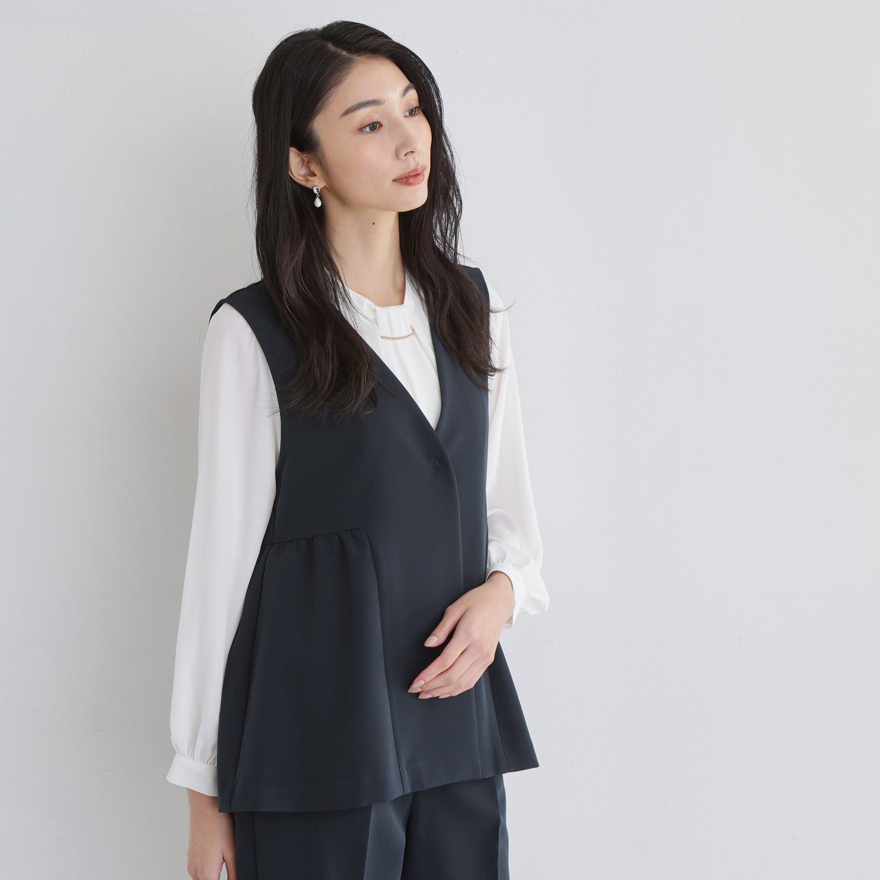 THE SHOP TK「【通勤・セレモニー】ダブルクロス ペプラムジレ/セットアップ可」|ベスト・ジレ|