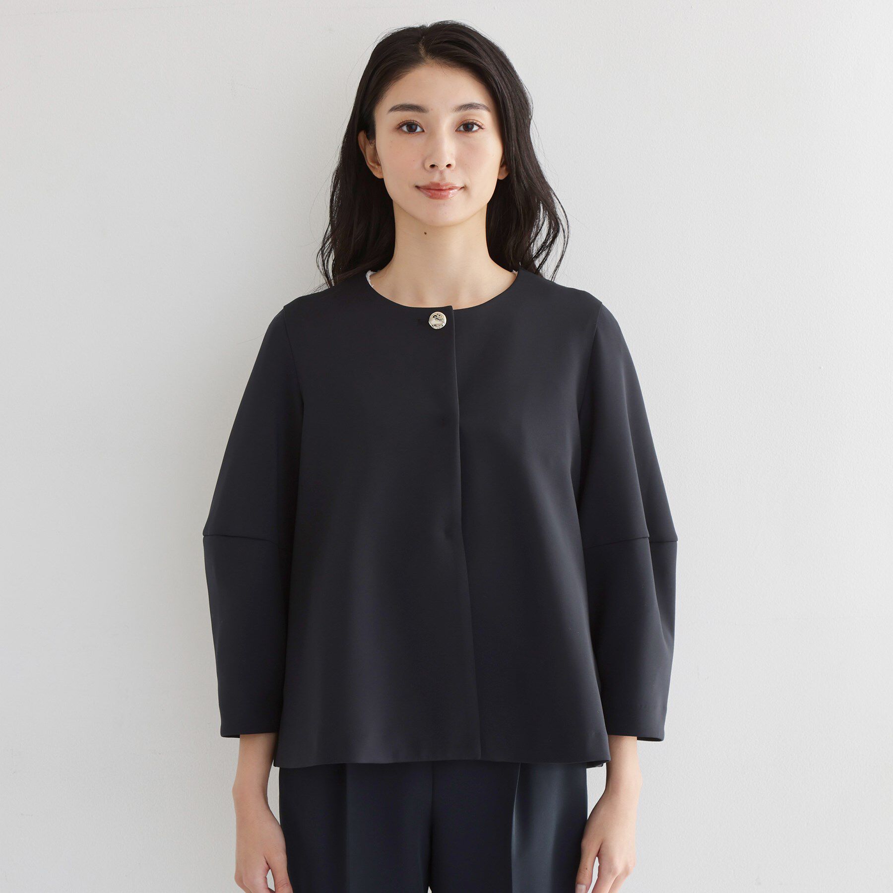 THE SHOP TK「【通勤・セレモニー】ノーカラーダンボールジャケット」|ノーカラージャケット|