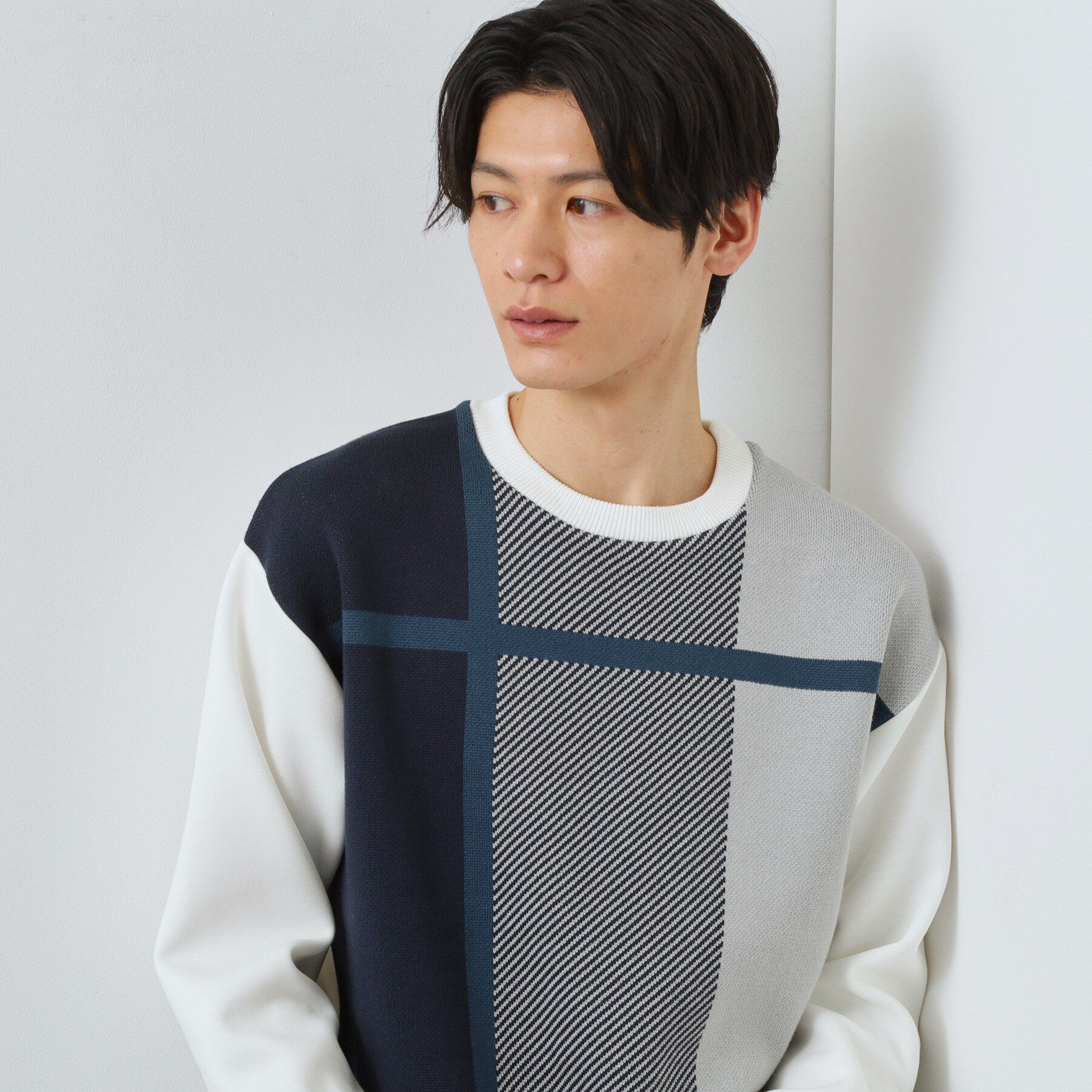 THE SHOP TK「チェック柄ダンボール スウェット 洗濯機OK」|Tシャツ・カットソー|