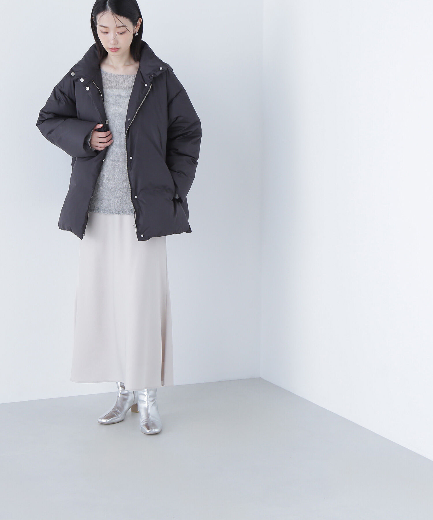 シームレスミドルダウン　ブラックS シームレスミドルダウン｜ナチュラルビューティーベーシックの通販