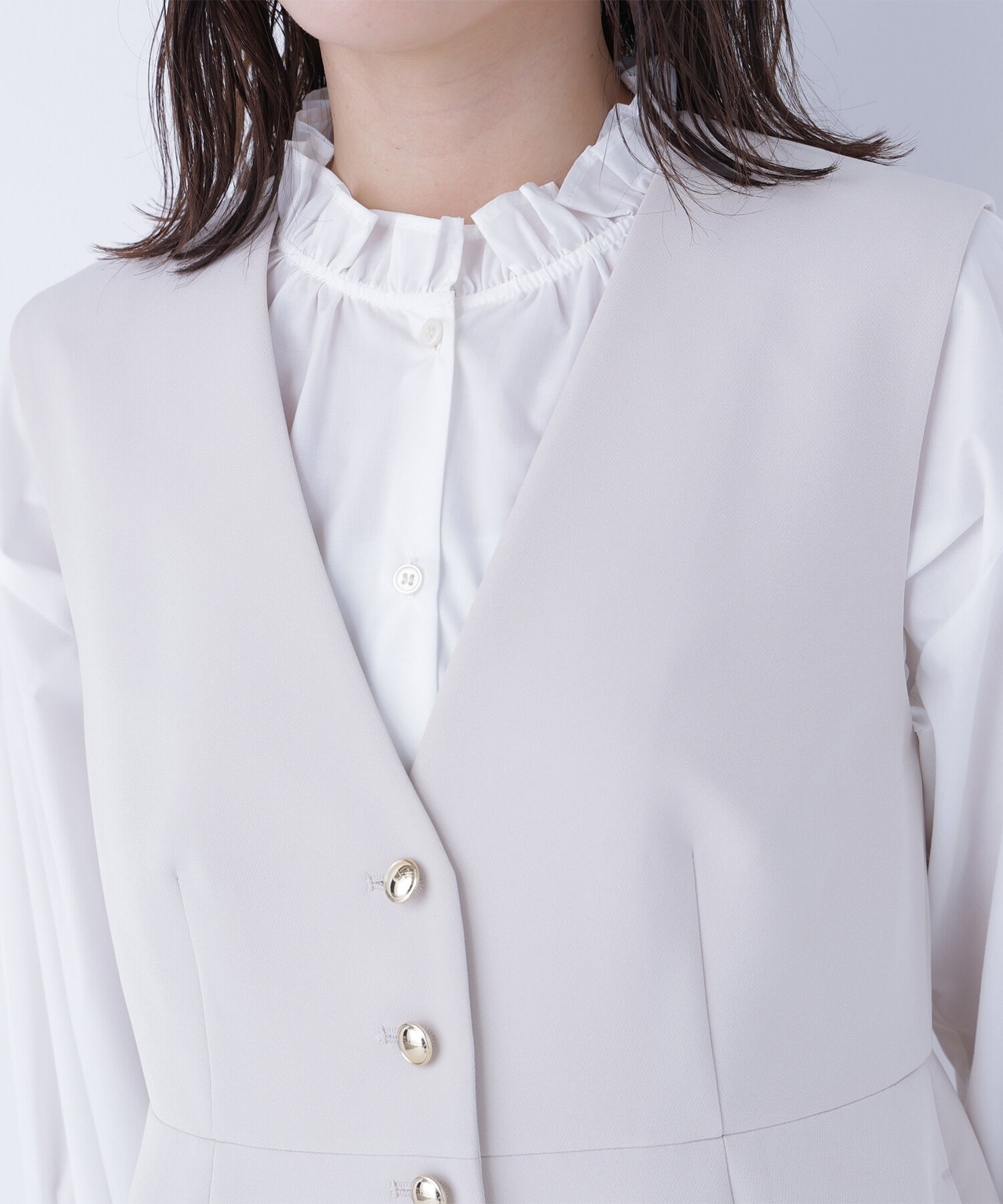  「フロントボタンペプラムジレ SETUP」|ブルゾン・スタジャン|