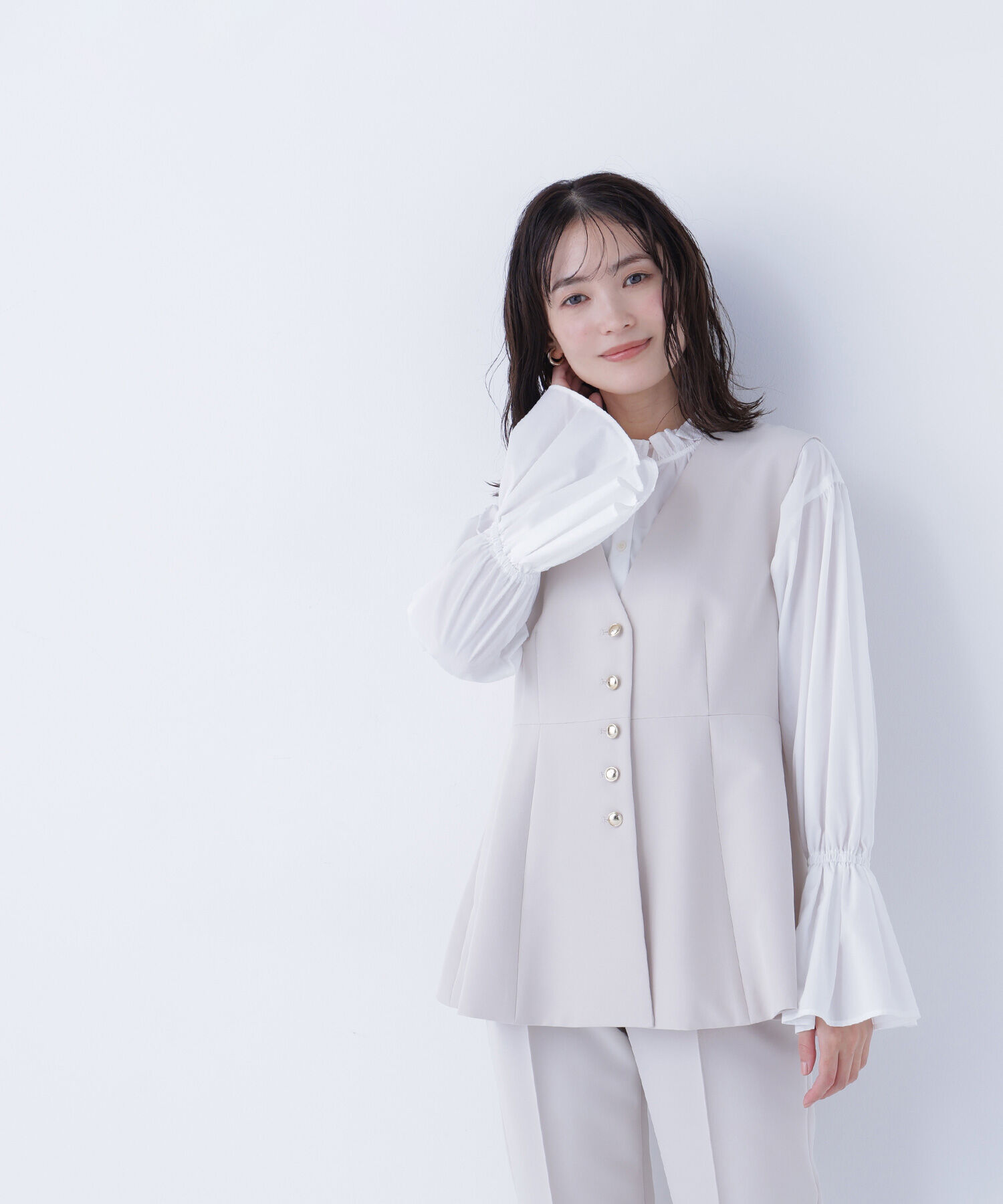  「フロントボタンペプラムジレ SETUP」|ブルゾン・スタジャン|