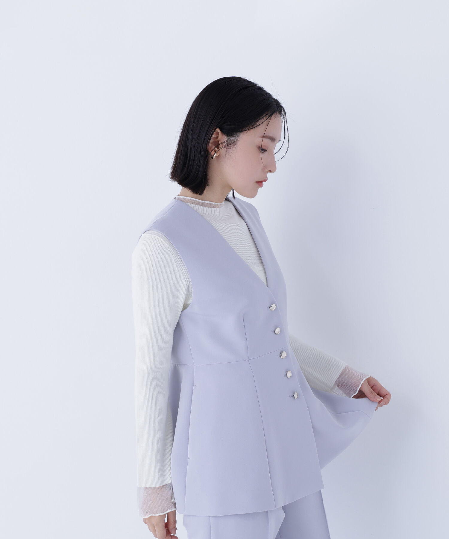  「フロントボタンペプラムジレ SETUP」|ブルゾン・スタジャン|