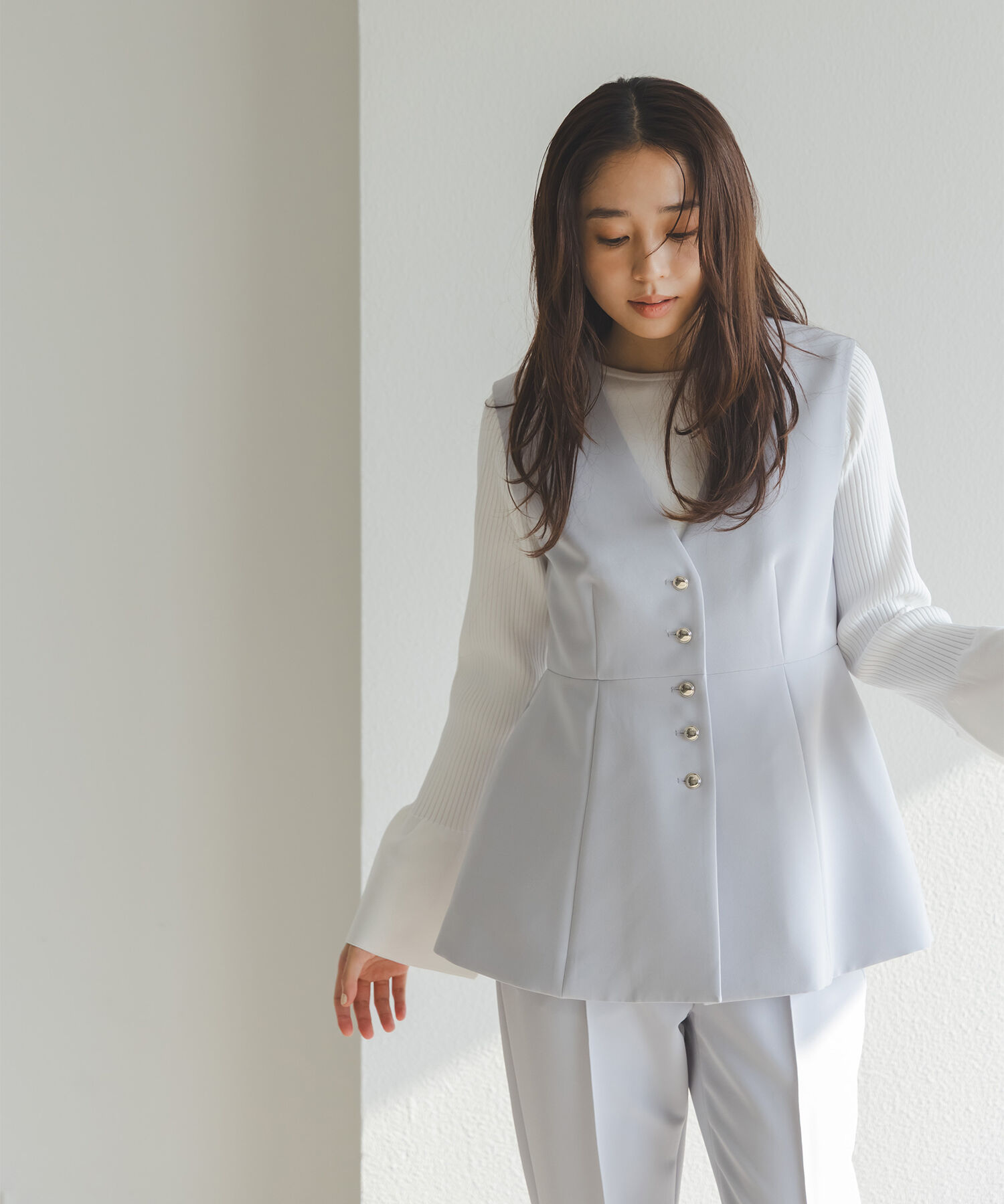  「フロントボタンペプラムジレ SETUP」|ブルゾン・スタジャン|