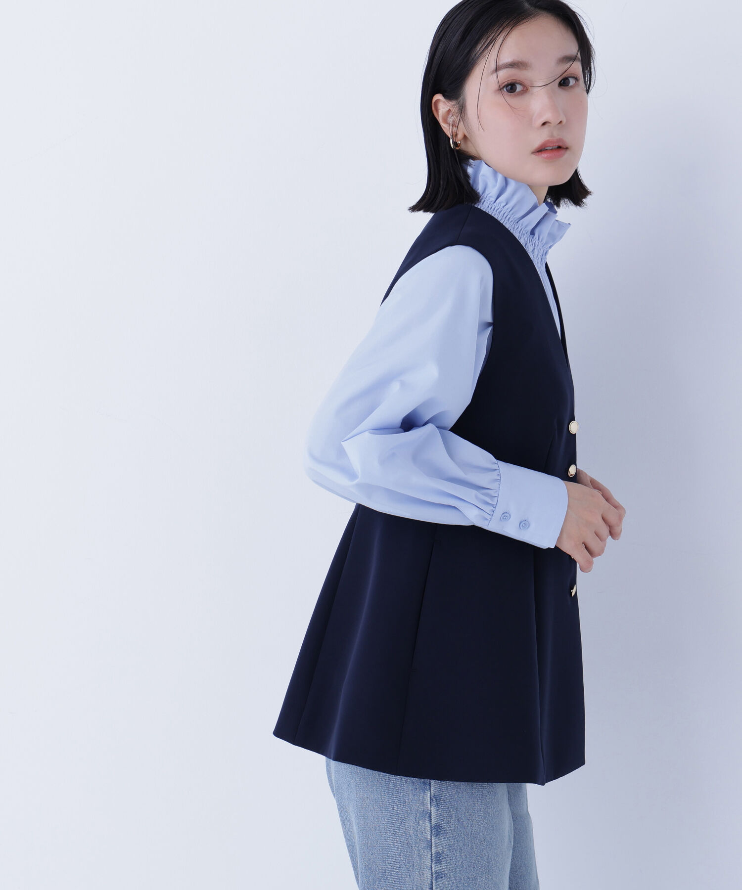  「フロントボタンペプラムジレ SETUP」|ブルゾン・スタジャン|