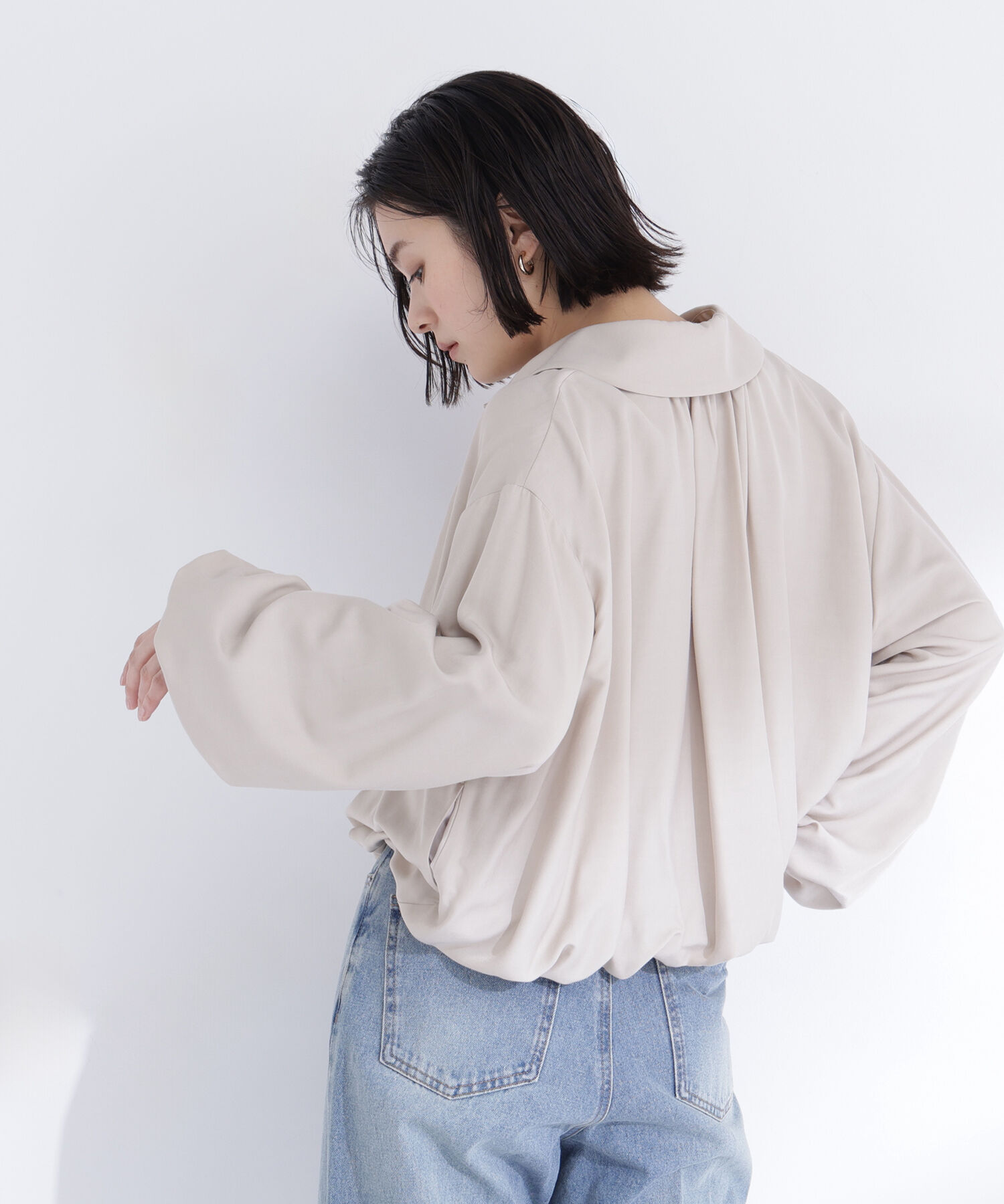  「ステンカラーバルーンブルゾン」|ブルゾン・スタジャン|ベージュ