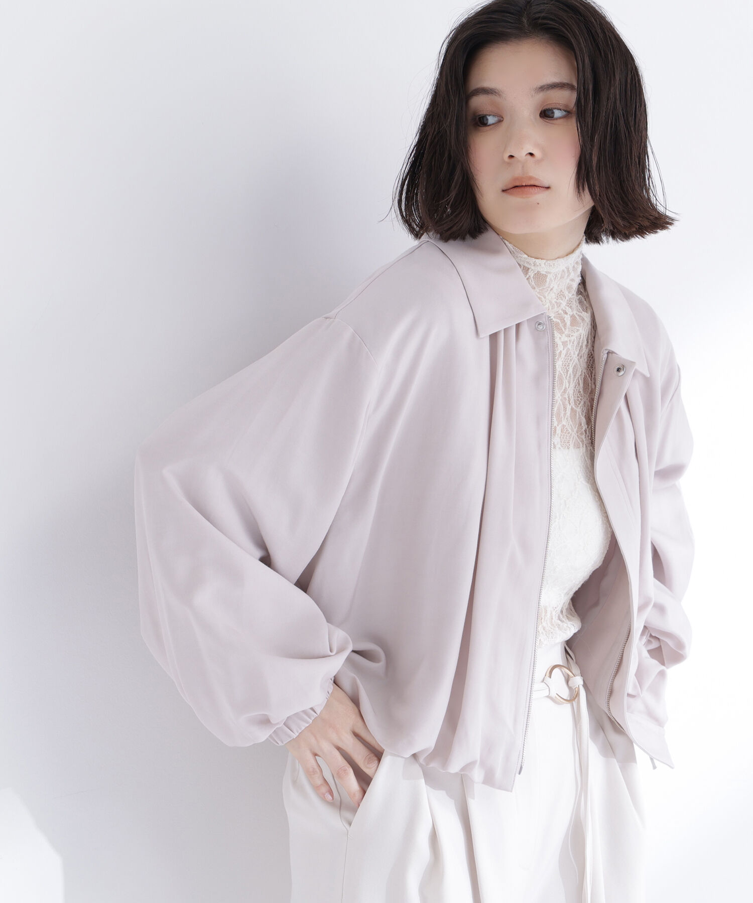  「ステンカラーバルーンブルゾン」|ブルゾン・スタジャン|グレイッシュ