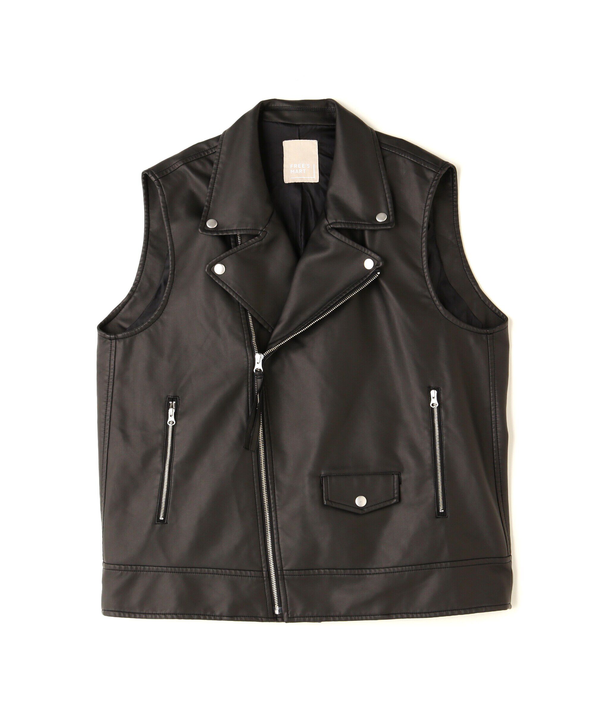  「フェイクレザーライダースジレ」|ブルゾン・スタジャン|