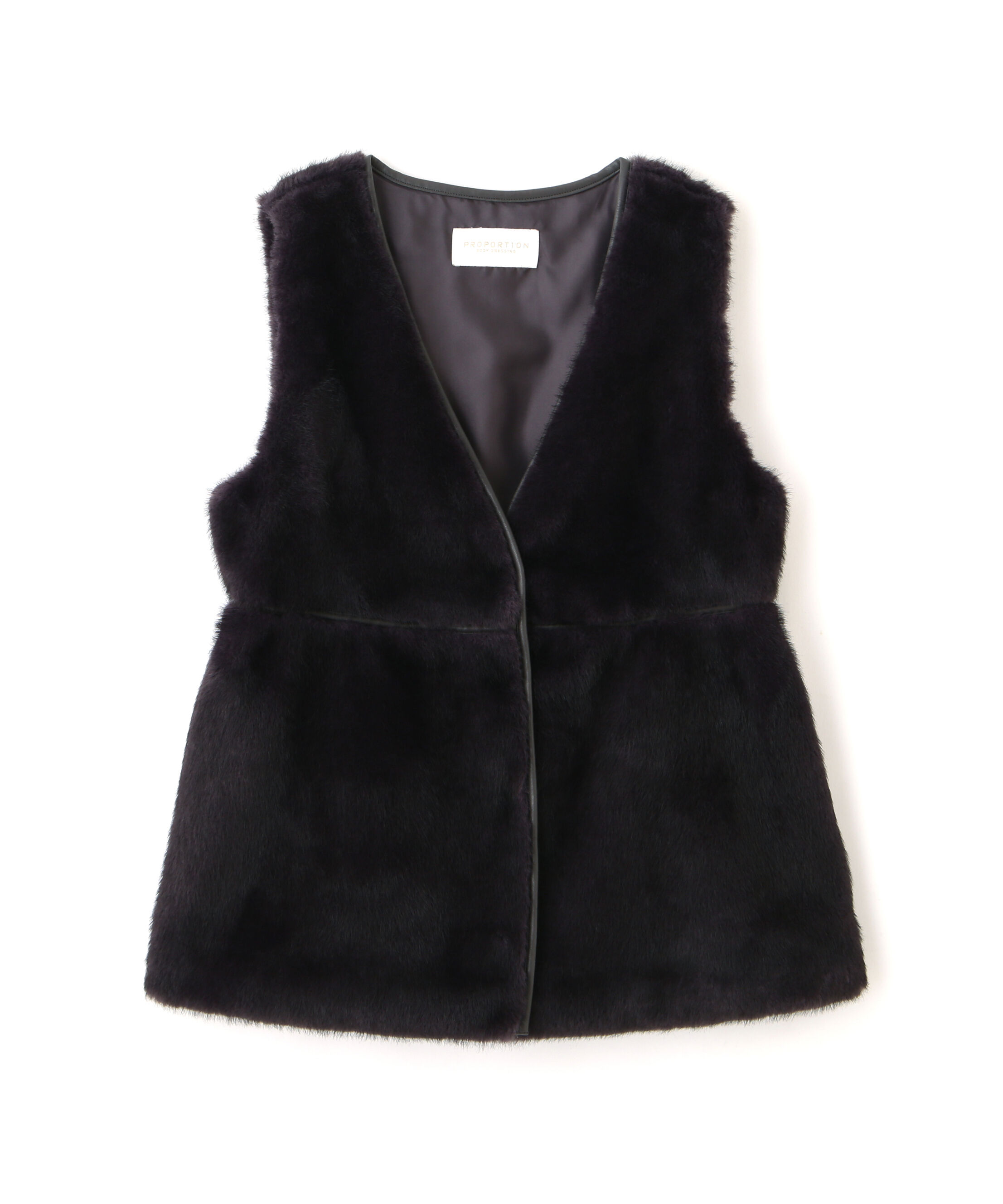 PROPORTION BODY DRESSING「フェイクファーペプラムジレ 25AW」|ブルゾン・スタジャン|