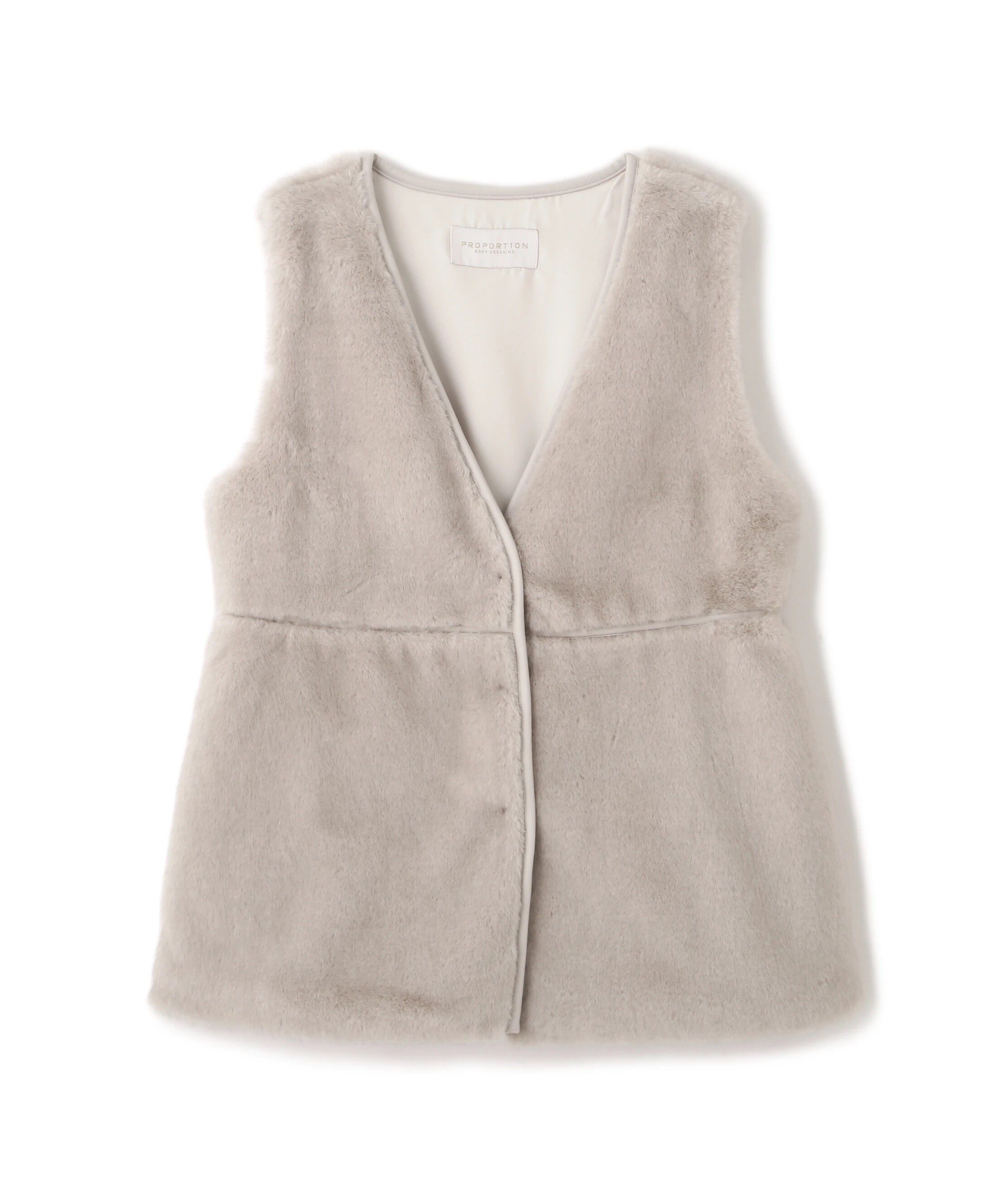 PROPORTION BODY DRESSING「フェイクファーペプラムジレ 25AW」|ブルゾン・スタジャン|