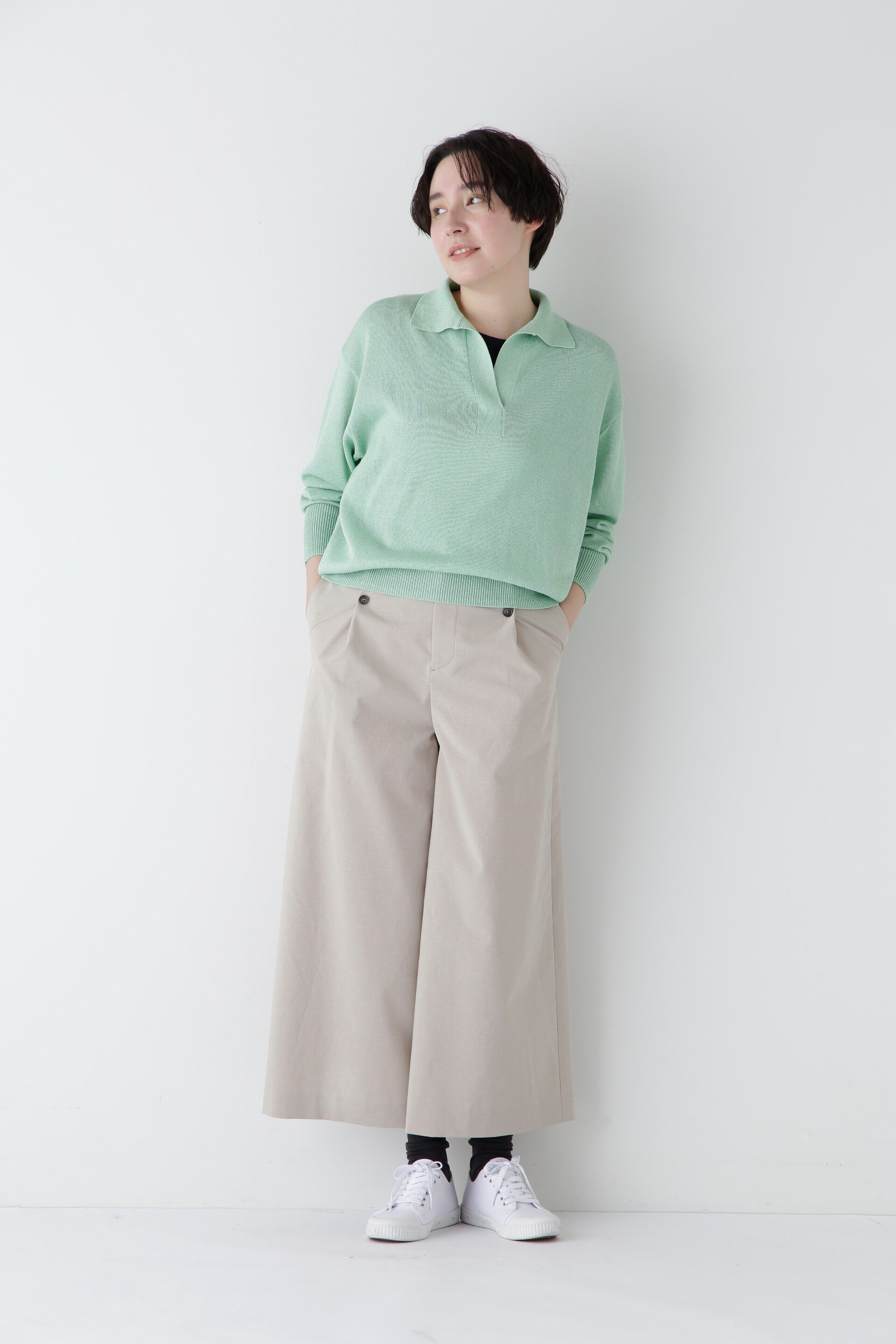  「◆【ウォッシャブル】ペーパーヤーンセーラーカラートップス」|ニット・セーター|