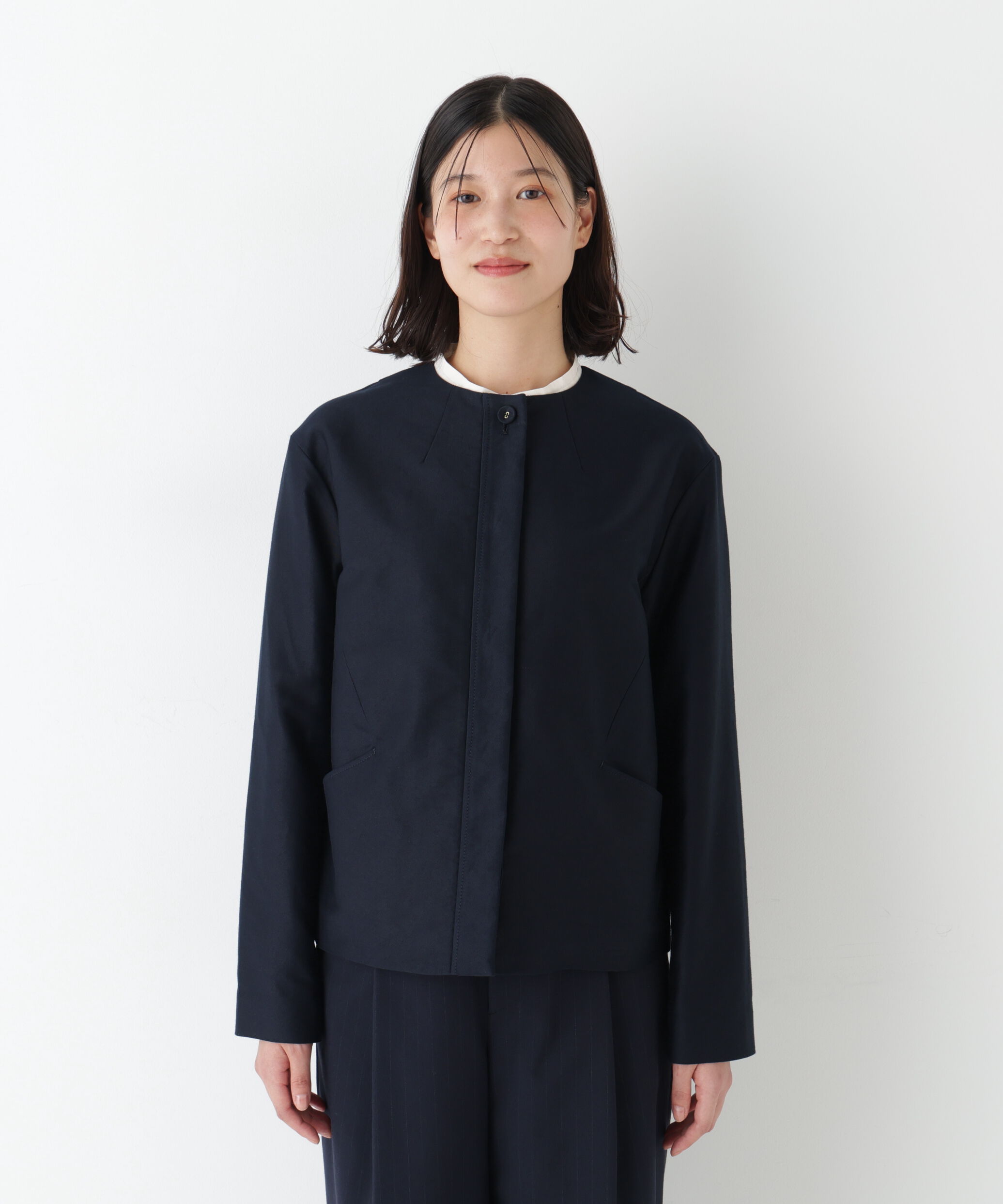  「◆ライトモールスキンノーカラージャケット」|ブルゾン・スタジャン|