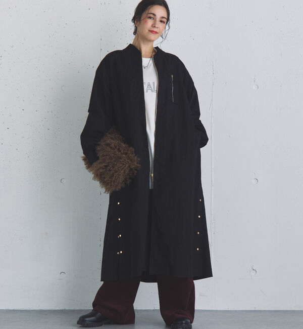 Doux archives「バックギャザーロングMA-1」|ブルゾン・スタジャン|BLACK