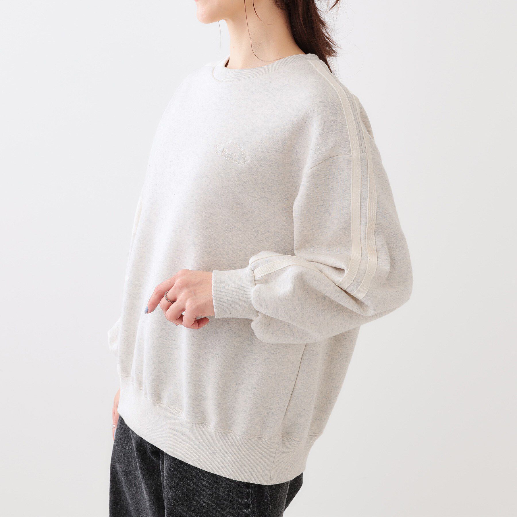 SHOO･LA･RUE「【洗える/S-LL】あったかライン入り裏起毛スウェット」|パーカー|