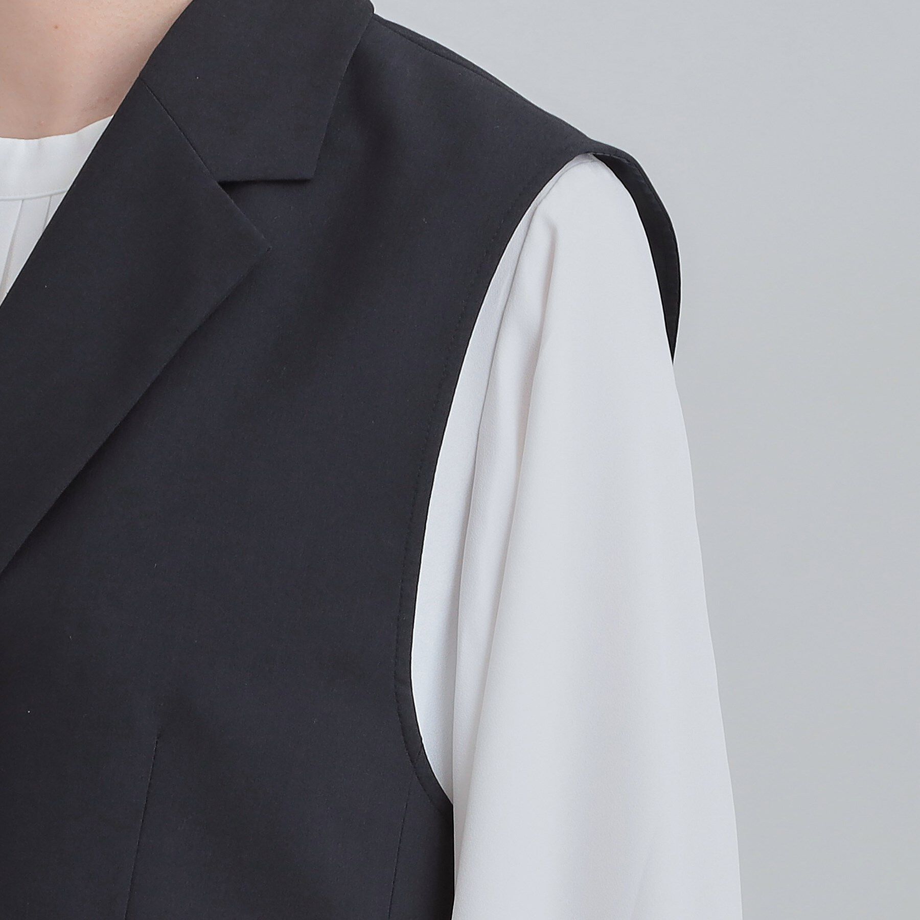 SHOO･LA･RUE「【セットアップ可/S-LL/洗濯機可】サッと羽織ってこなれ見え ダブルブレストジレ」|ベスト・ジレ|