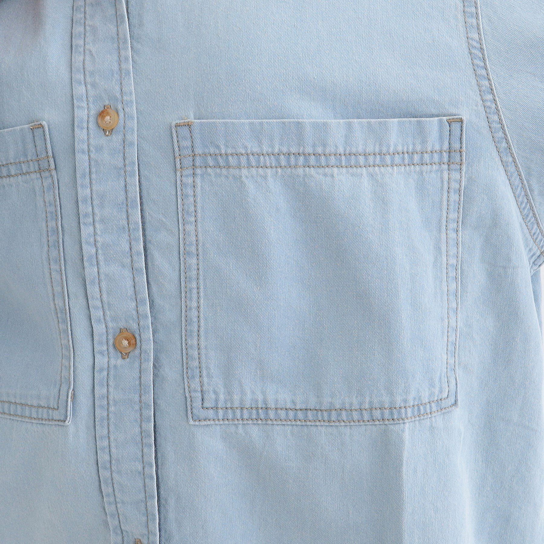 SHOO･LA･RUE「【洗濯機可/ライトオンスデニム】こなれ感をプラスする BIGポケットデニムシャツ」|シャツ・ブラウス|