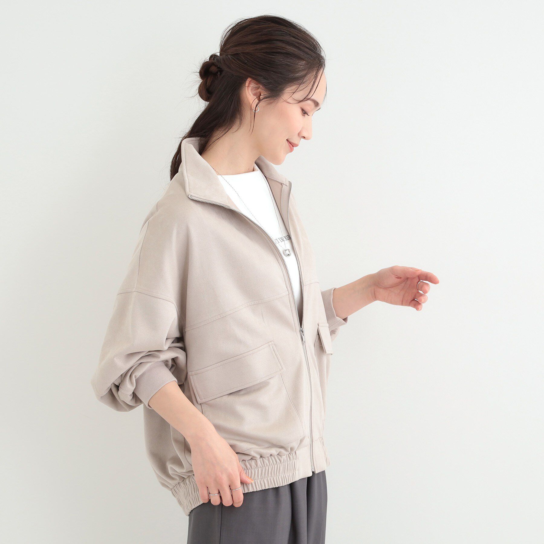 SHOO･LA･RUE「カットスエードスタンドブルゾン」|ブルゾン・スタジャン|