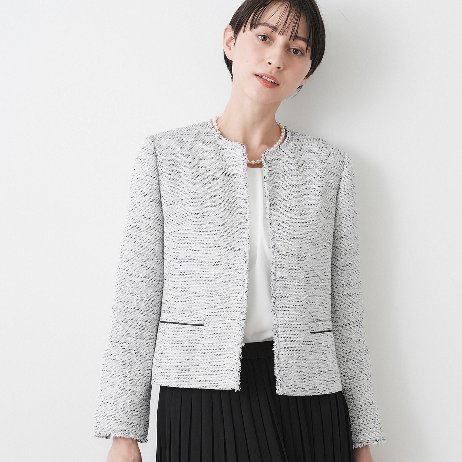 Dessin「【入卒/セレモニー】ツイードクルーネックジャケット」|ノーカラージャケット|