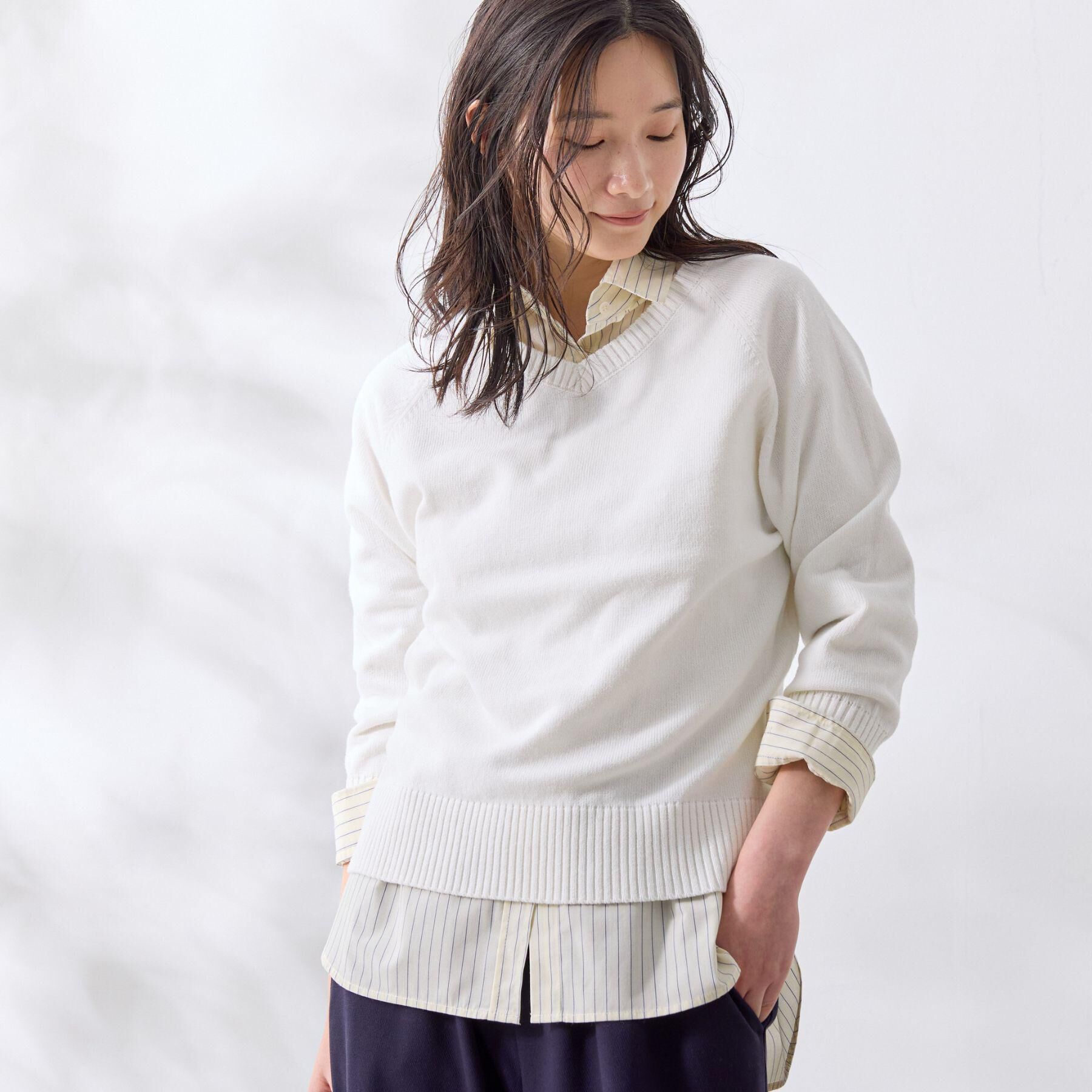 Dessin「【洗える】コットンVネックニット」|ニット・セーター|