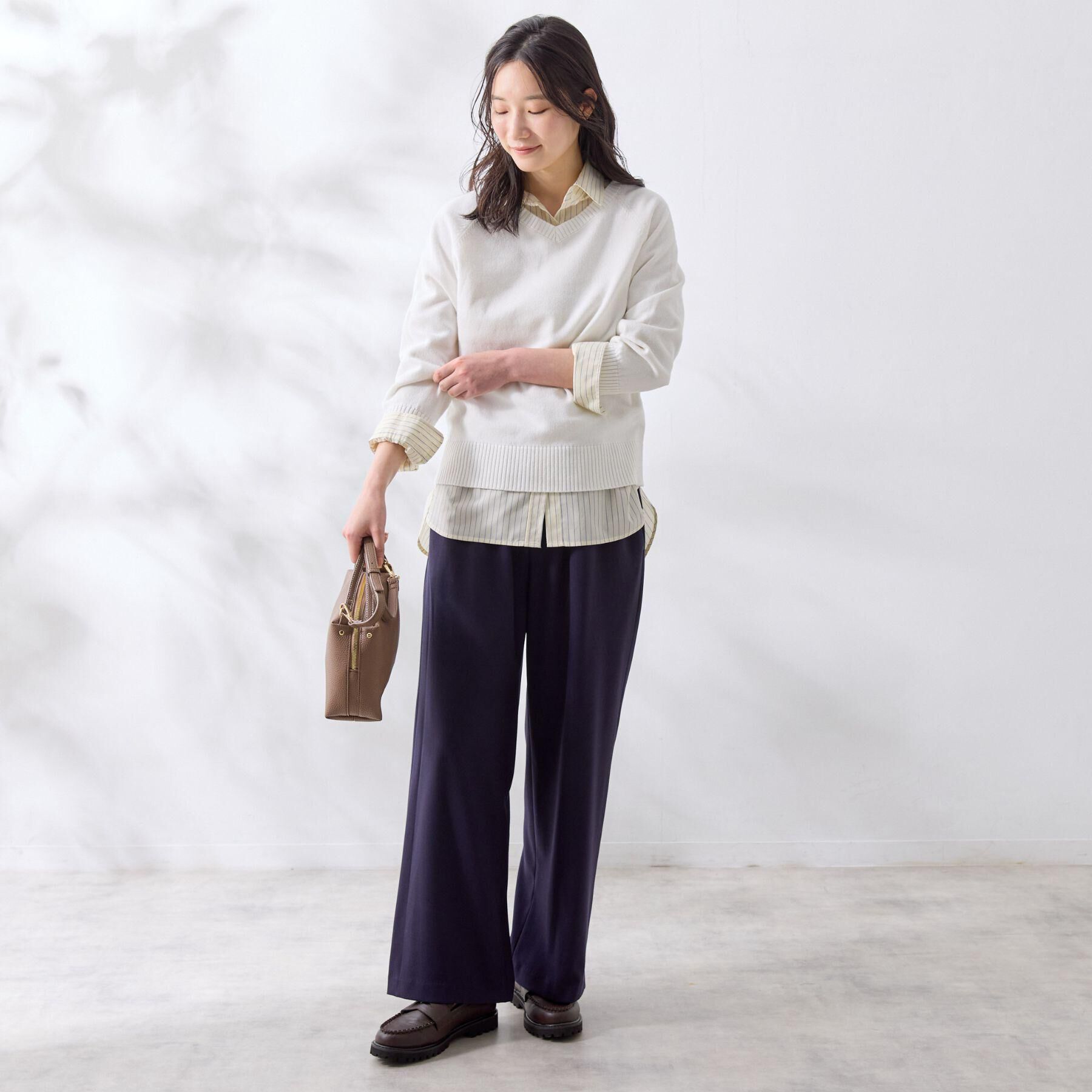 Dessin「【洗える】コットンVネックニット」|ニット・セーター|