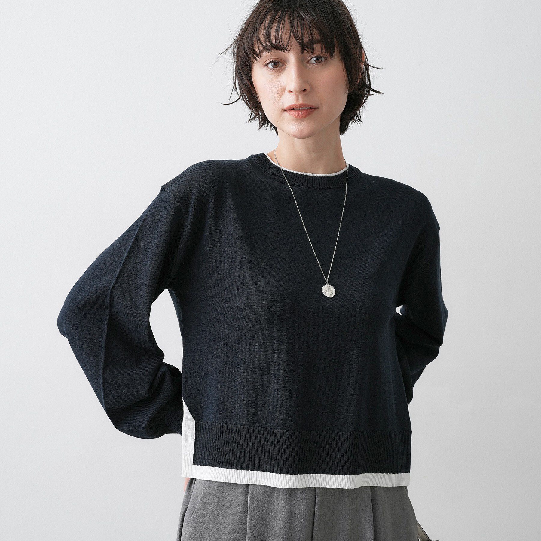 Dessin「【洗える】バイカラーデザインニット」|ニット・セーター|