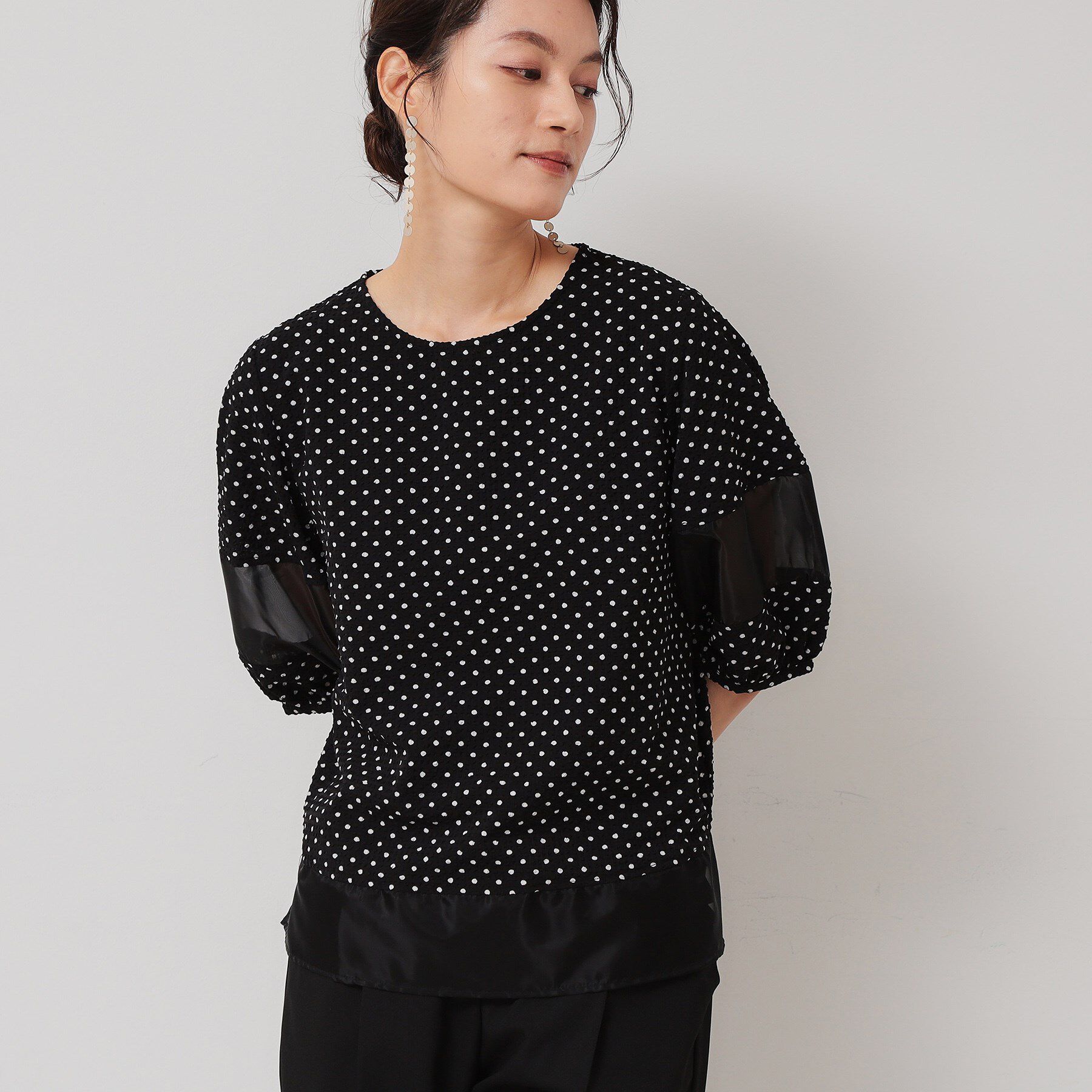 SunaUna「【無地＆ドット／オーガンジー使用】Tブラウス」|シャツ・ブラウス|