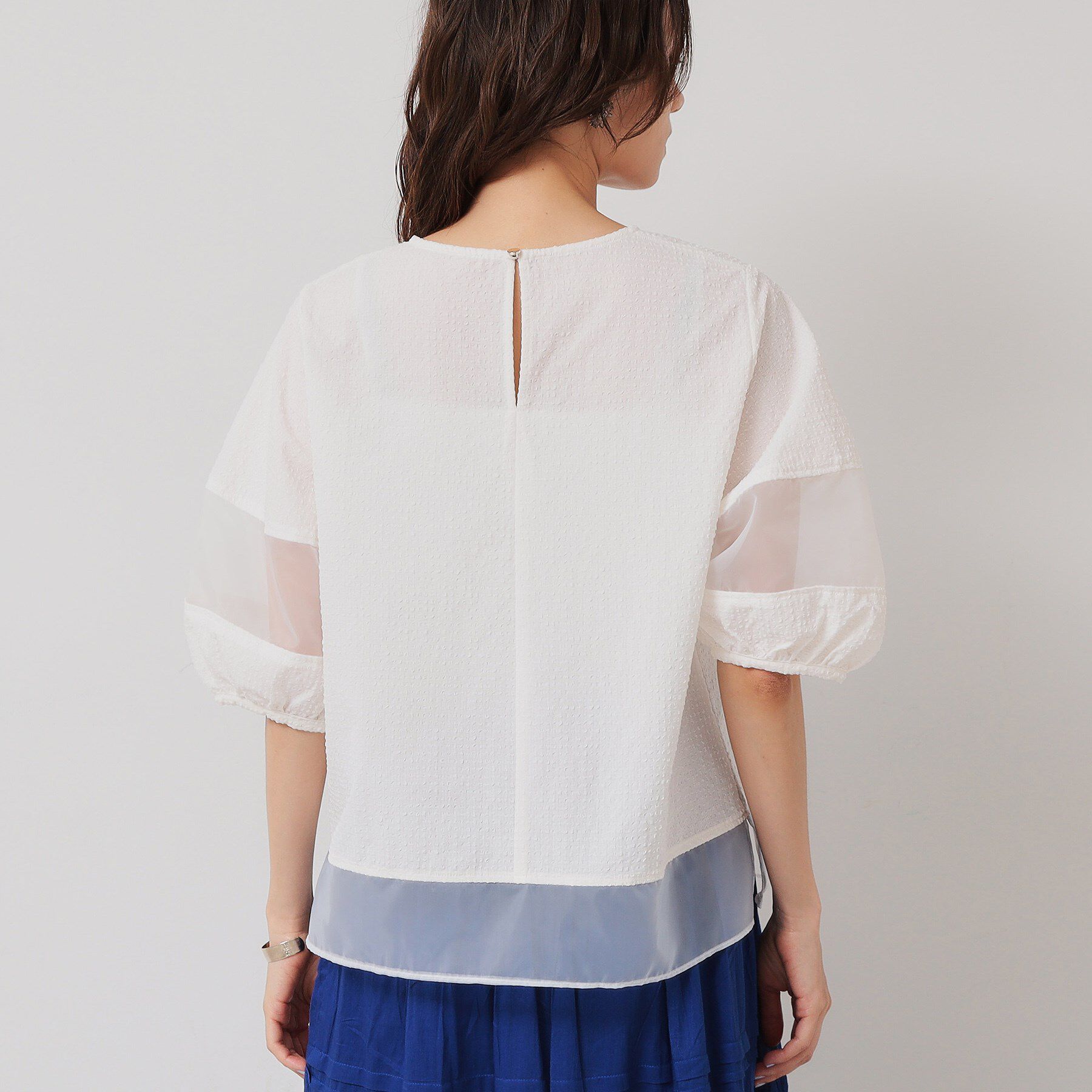 SunaUna「【無地＆ドット／オーガンジー使用】Tブラウス」|シャツ・ブラウス|