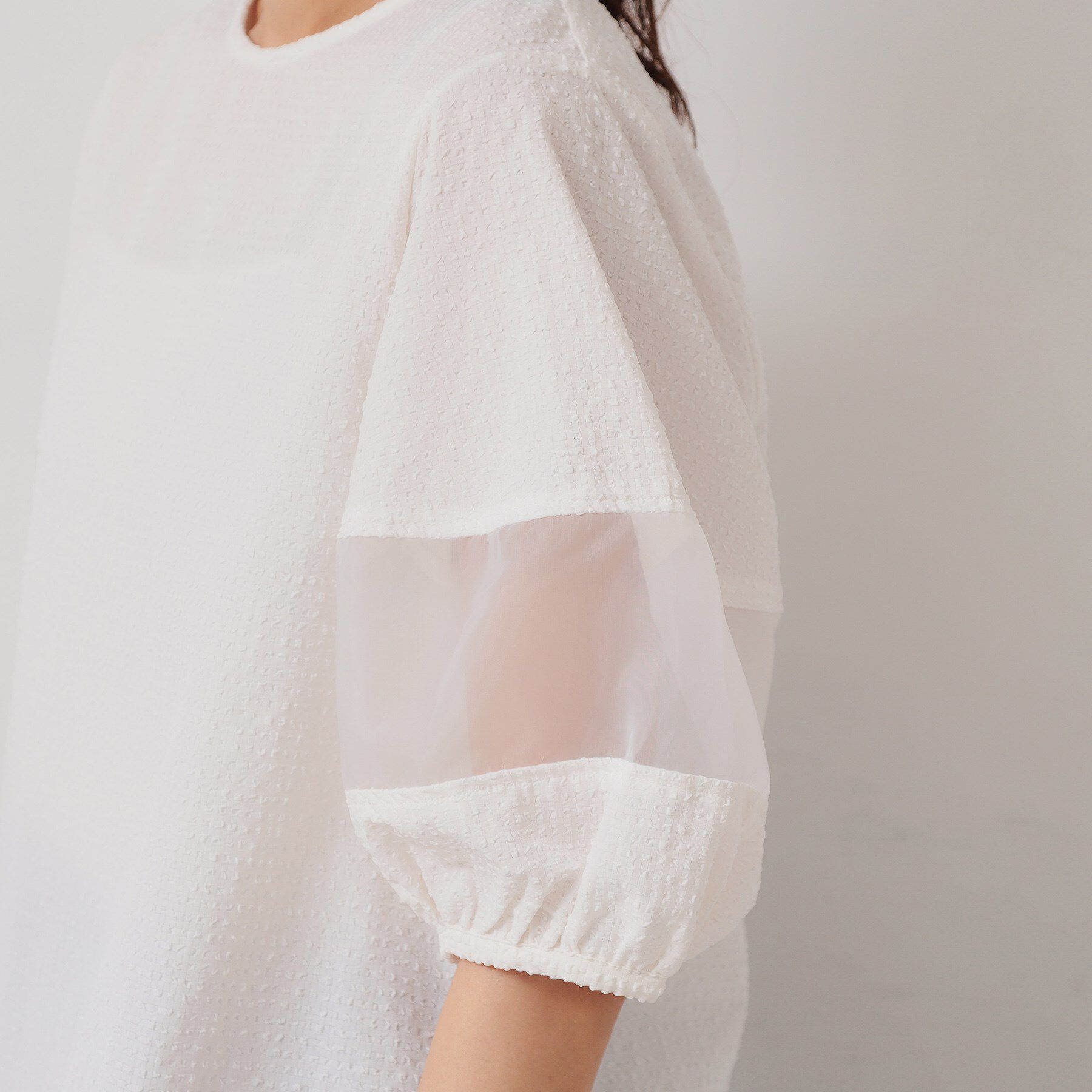 SunaUna「【無地＆ドット／オーガンジー使用】Tブラウス」|シャツ・ブラウス|