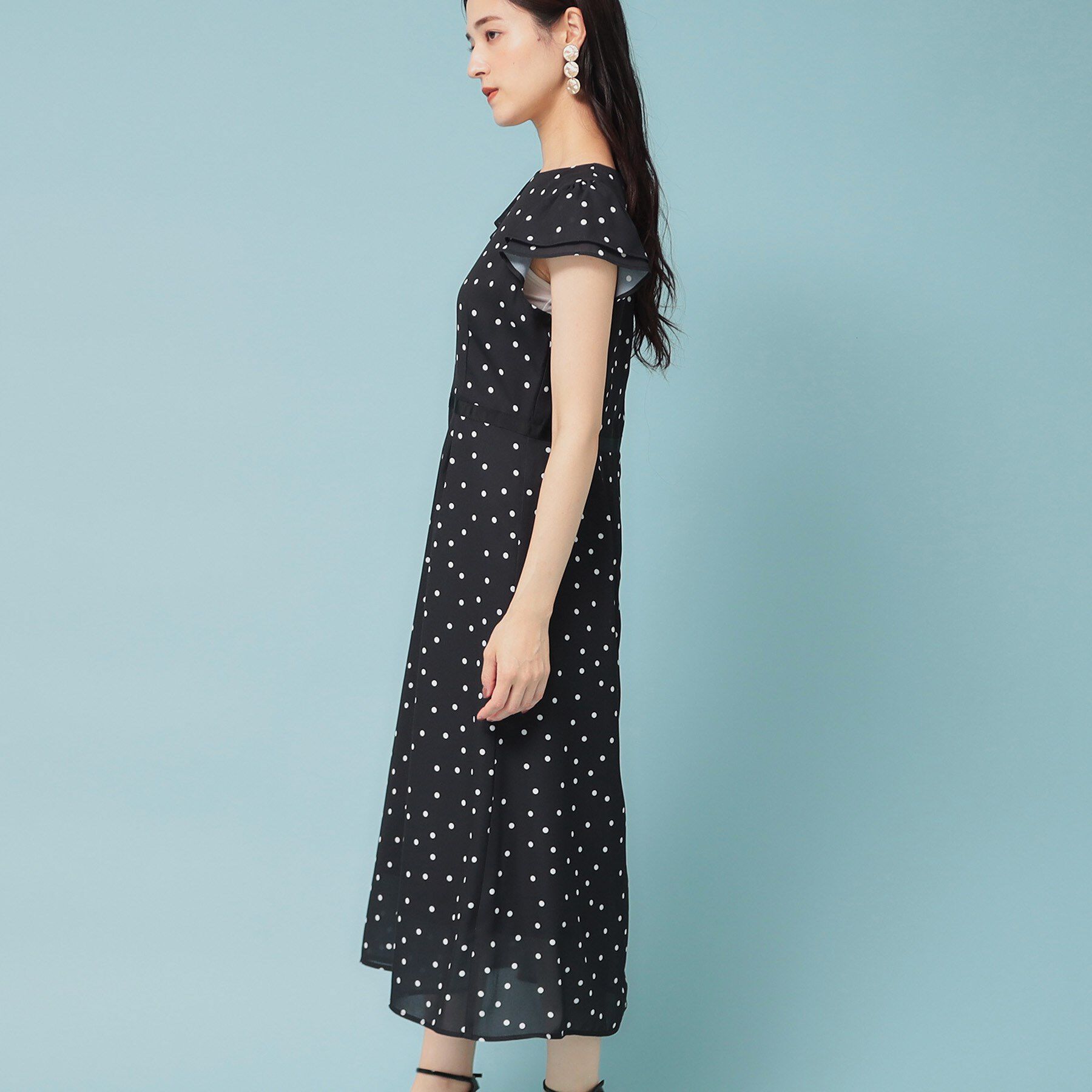 SunaUna「【袖ラッフル／S～L】ドットワンピース」|ワンピース|