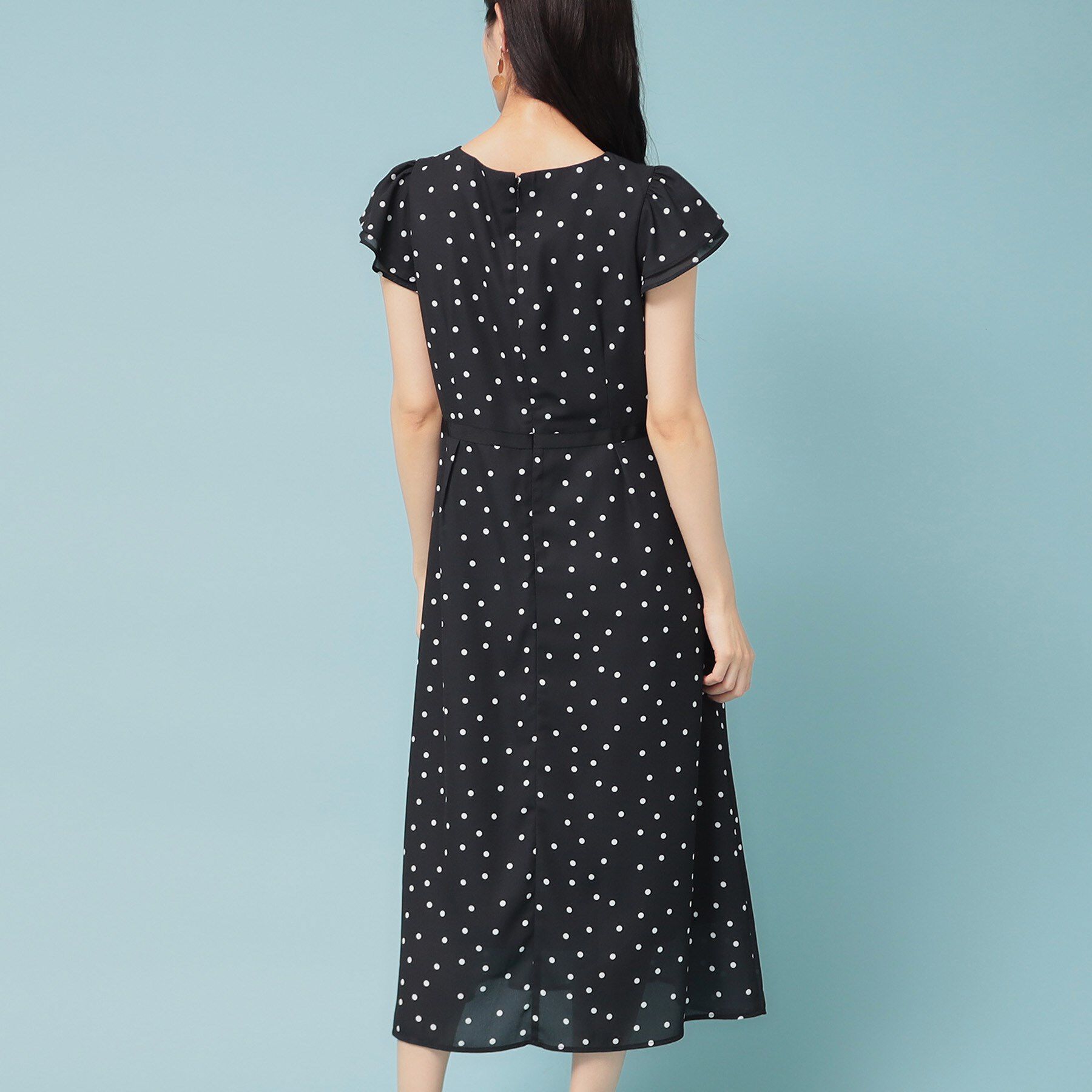 SunaUna「【袖ラッフル／S～L】ドットワンピース」|ワンピース|