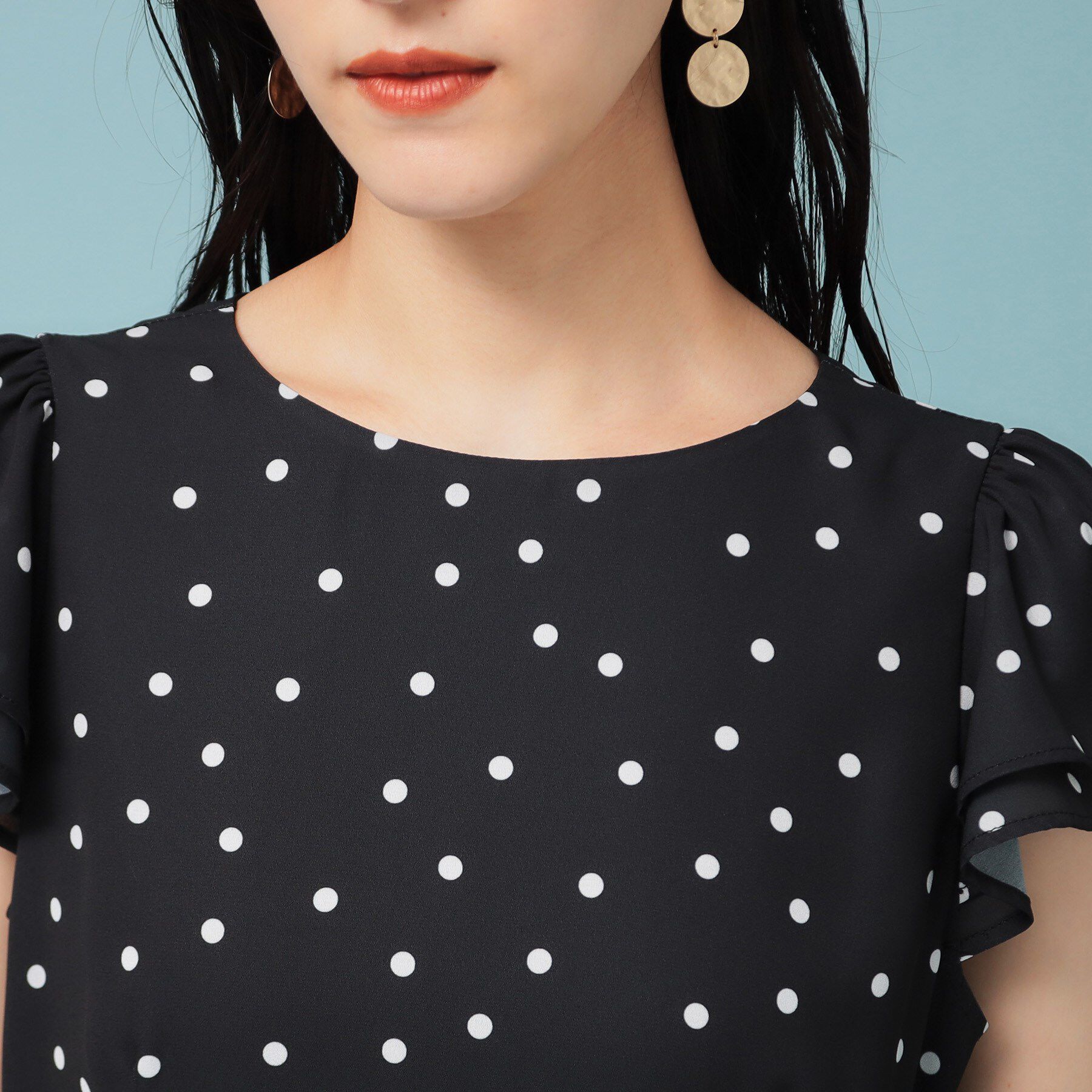 SunaUna「【袖ラッフル／S～L】ドットワンピース」|ワンピース|